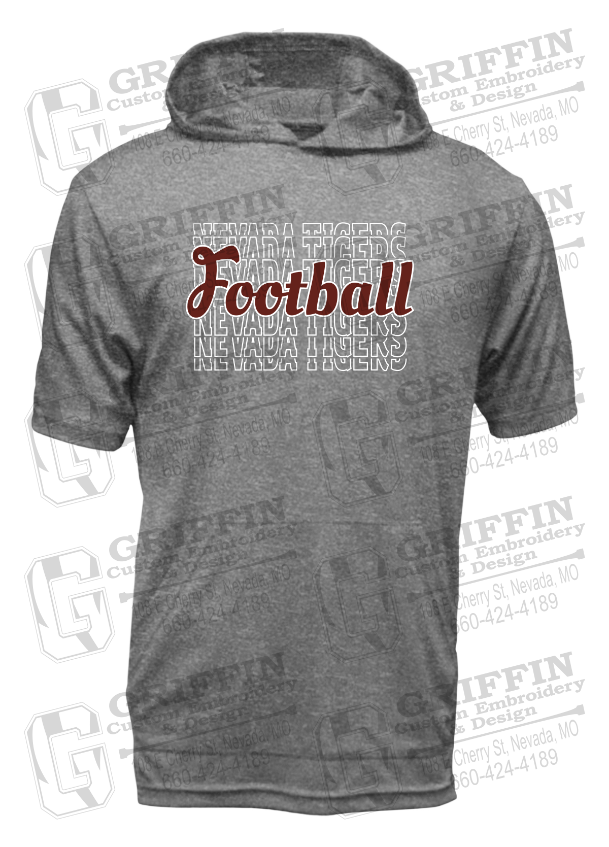 Dry-Fit Short Sleeve T-Shirt Hoodie - Football - Nevada Tigers 22-R
