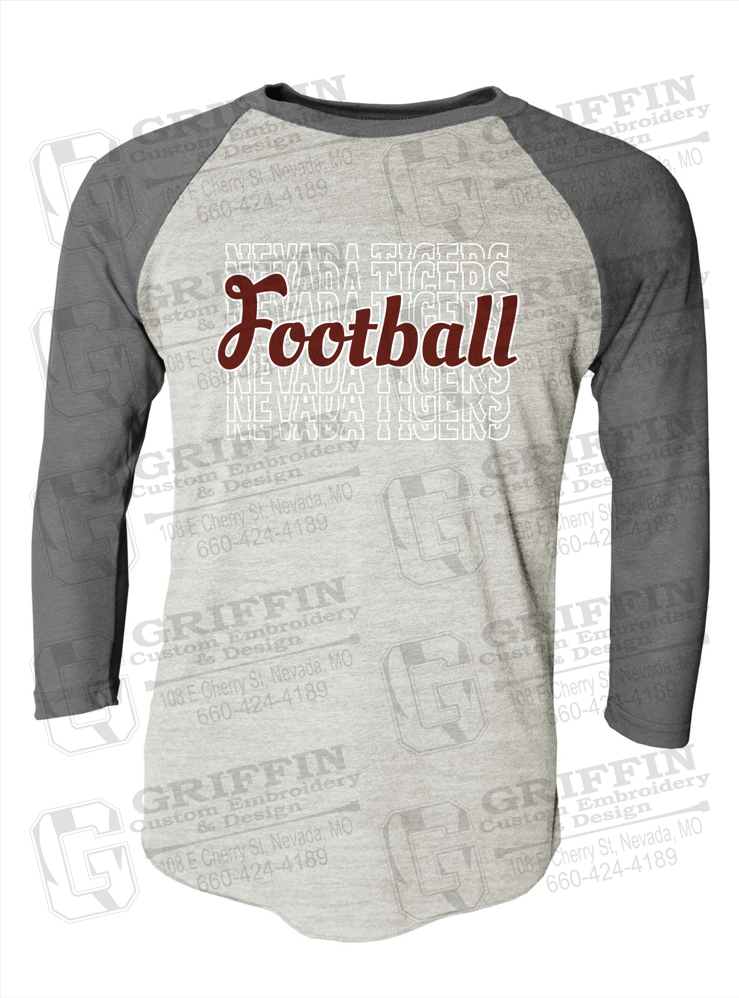 Tri-Blend Raglan Sleeve T-Shirt - Football - Nevada Tigers 22-R