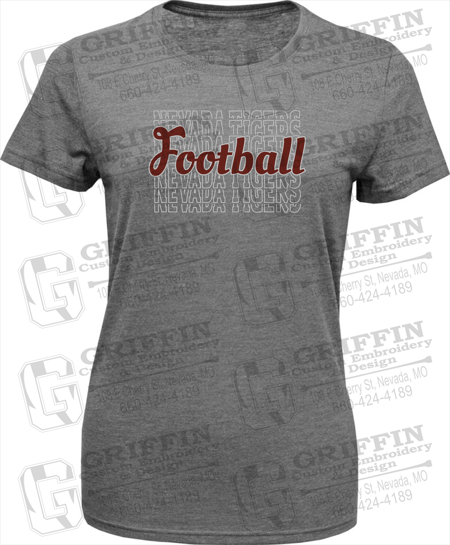 Womens Tri-Blend T-Shirt - Football - Nevada Tigers 22-R