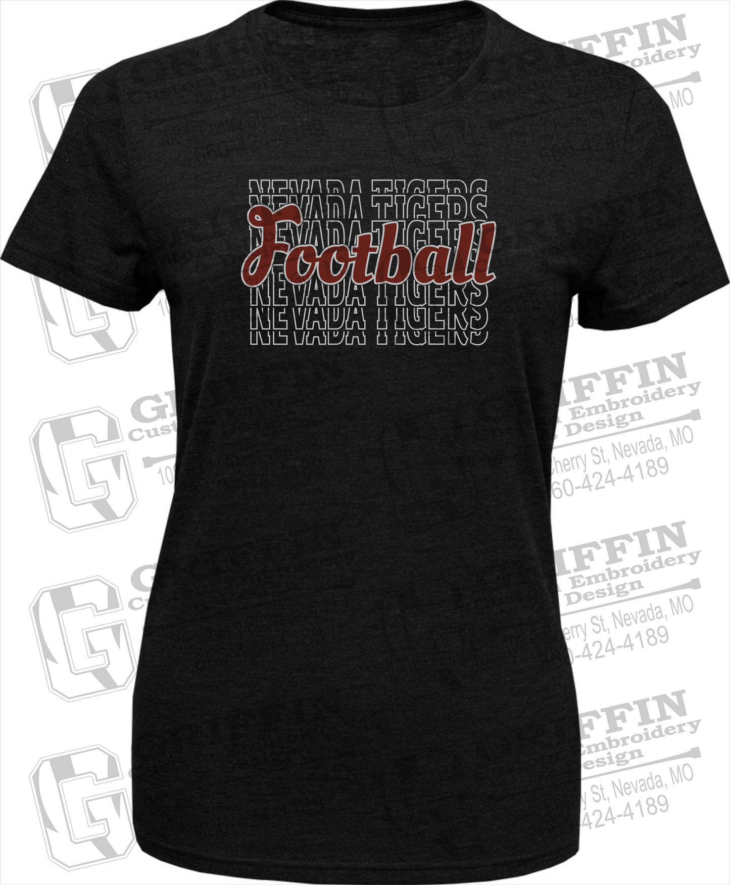 Womens Tri-Blend T-Shirt - Football - Nevada Tigers 22-R