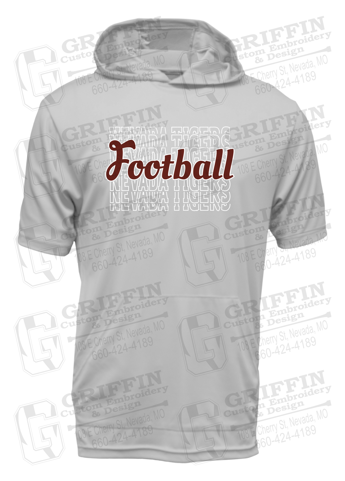 Dry-Fit Short Sleeve T-Shirt Hoodie - Football - Nevada Tigers 22-R