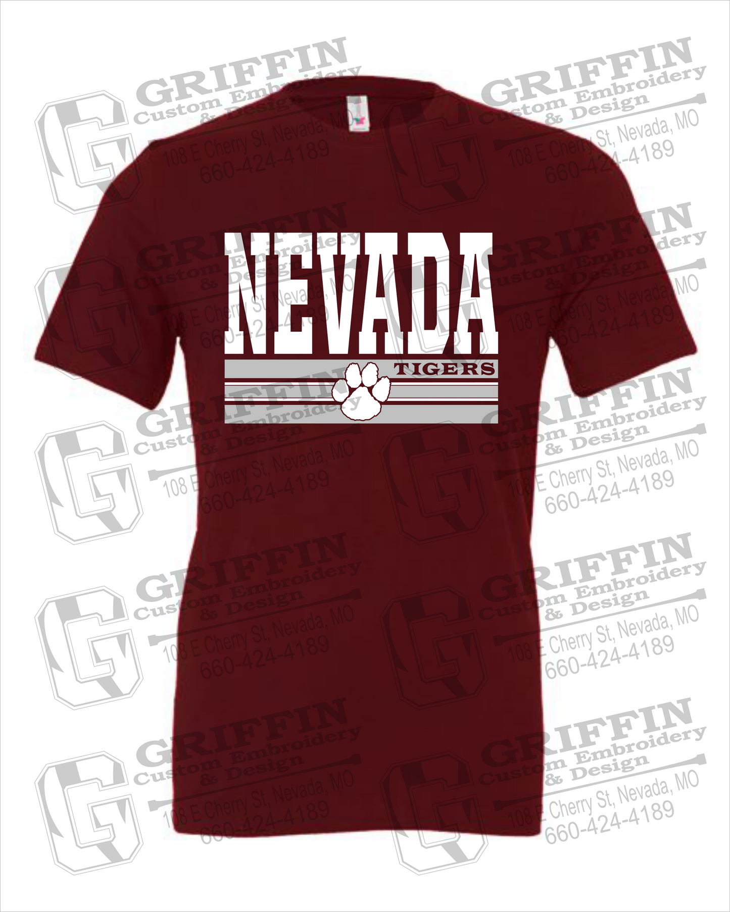 Nevada Tigers 22-V 100% Cotton Short Sleeve T-Shirt
