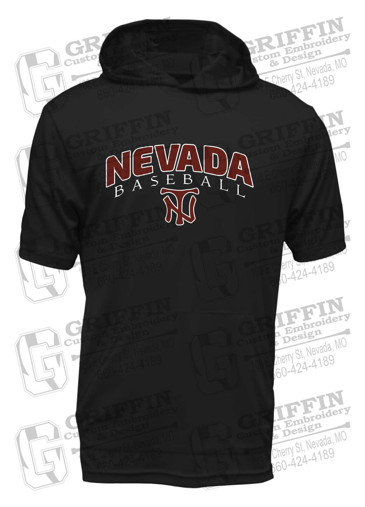 Dry-Fit Short Sleeve T-Shirt Hoodie - Baseball - Nevada Tigers 23-J