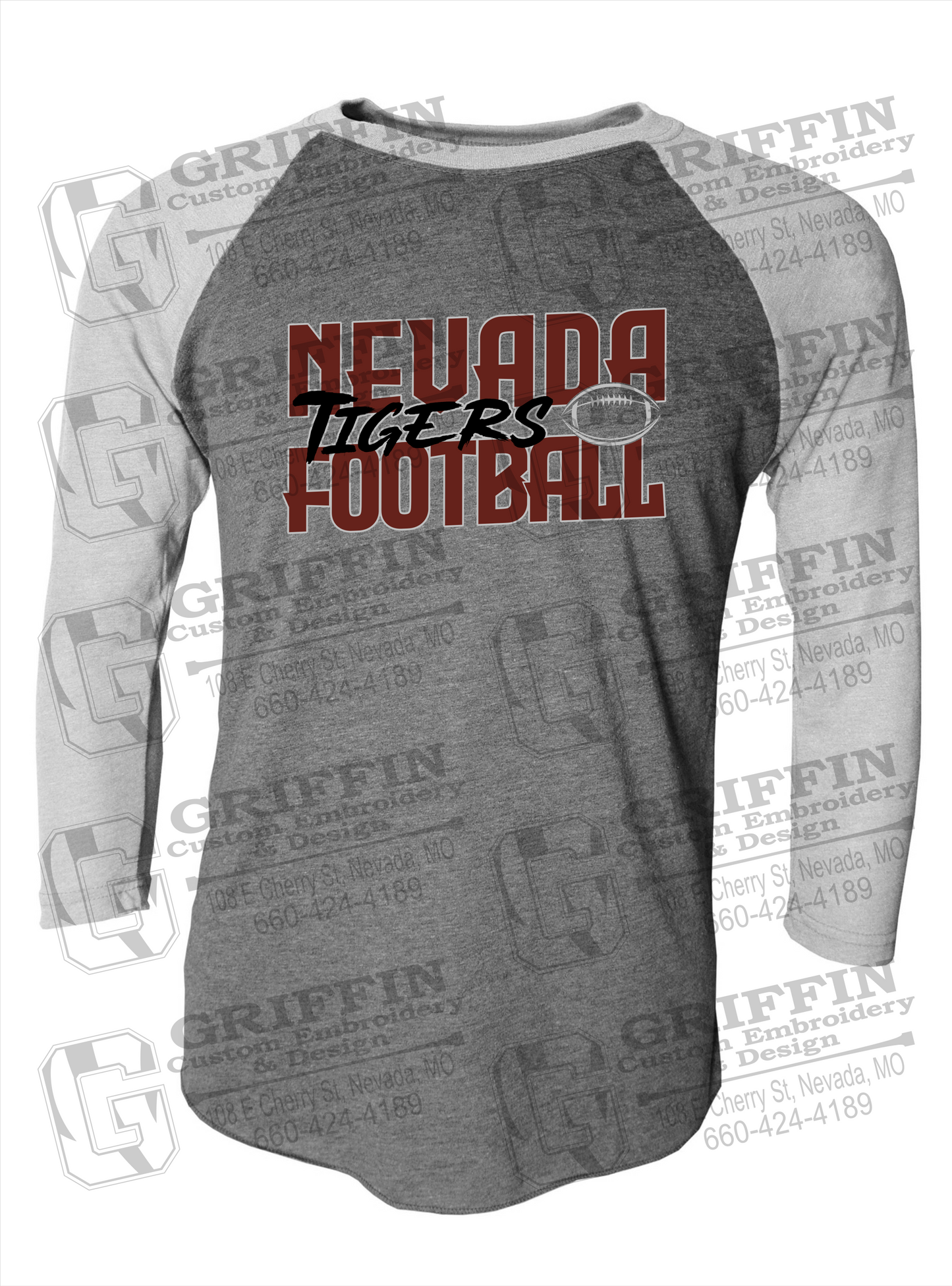 Tri-Blend Raglan Sleeve T-Shirt - Football - Nevada Tigers 23-P