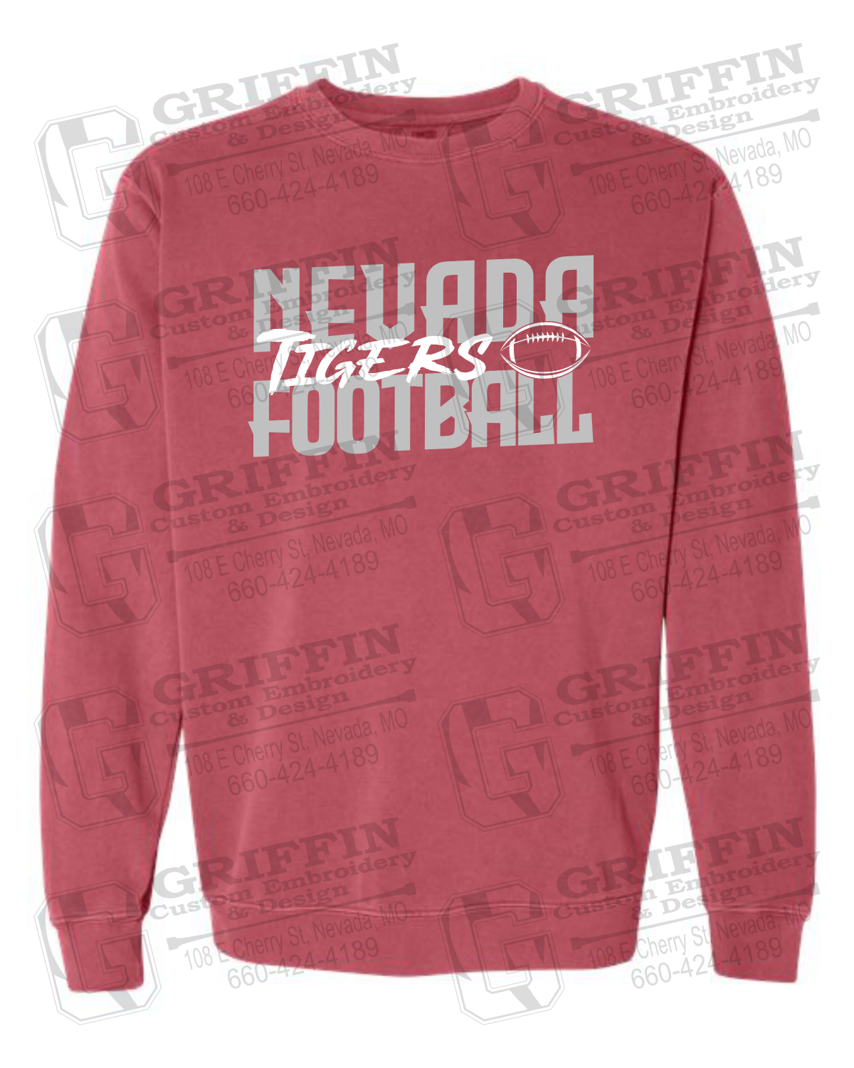 Comfort Colors Crewneck Sweatshirt - Football - Nevada Tigers 23-P