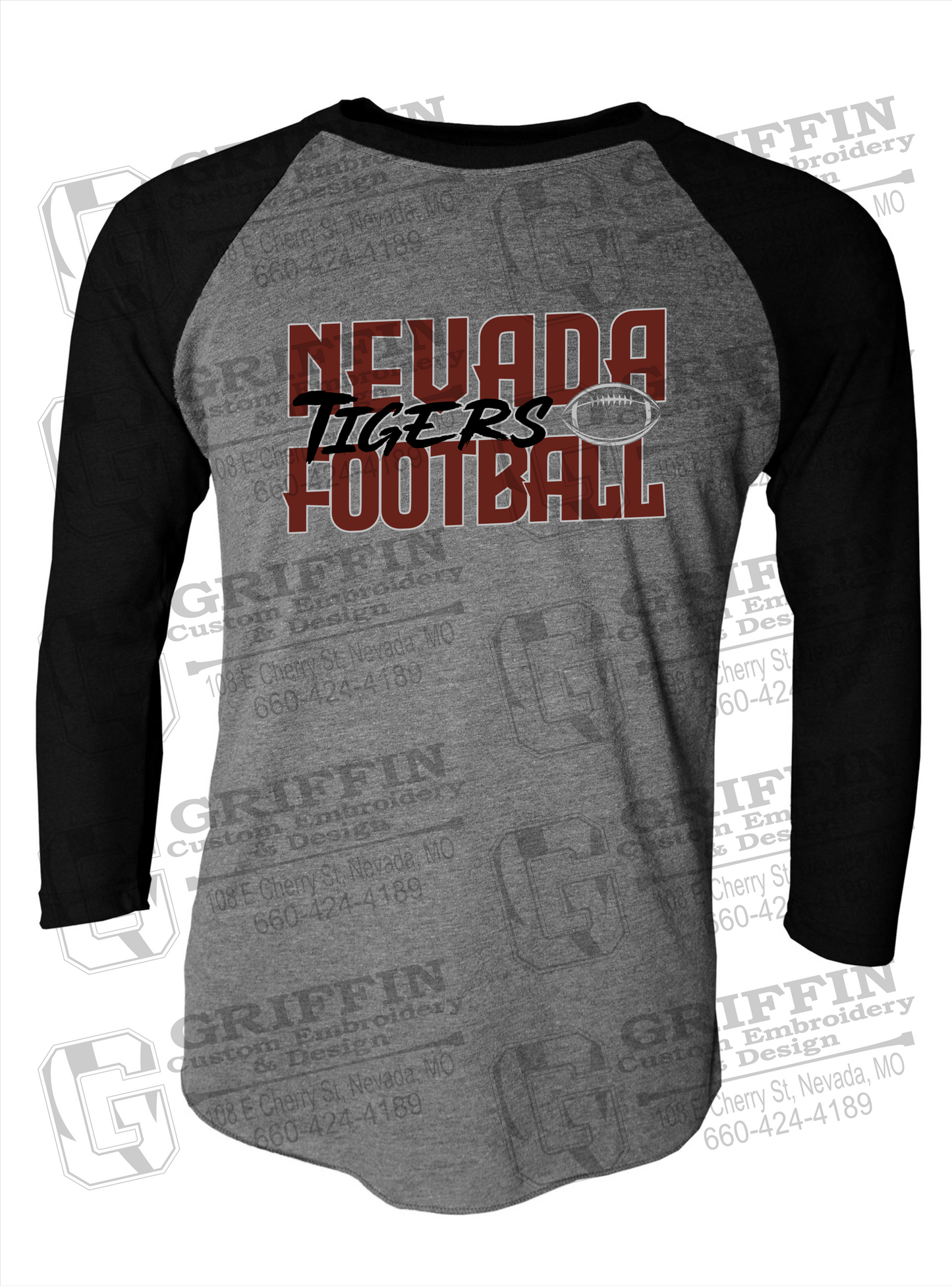 Tri-Blend Raglan Sleeve T-Shirt - Football - Nevada Tigers 23-P