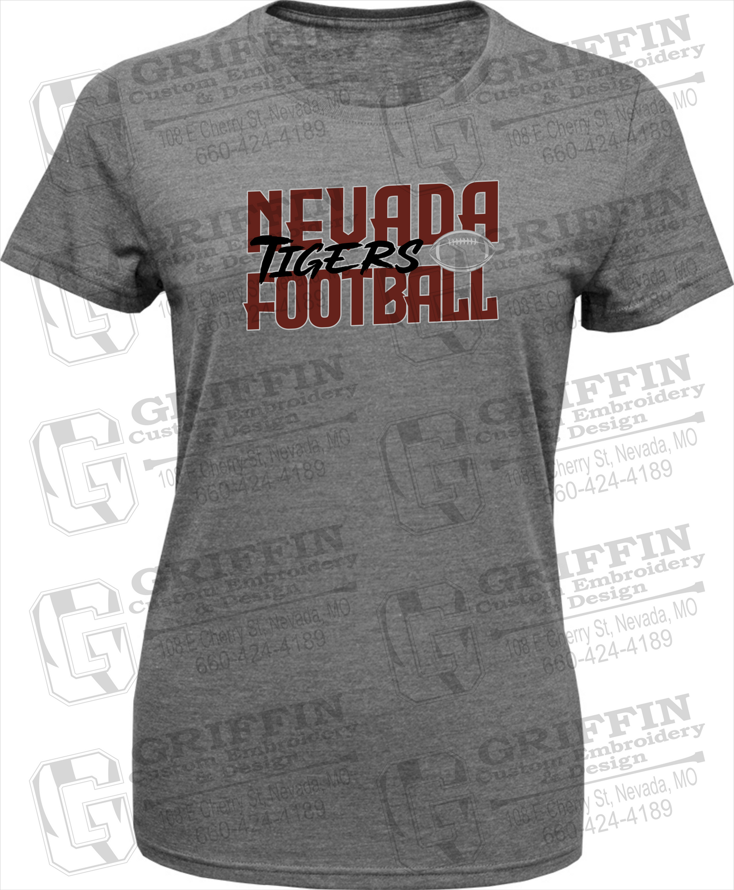 Womens Tri-Blend T-Shirt - Football - Nevada Tigers 23-P