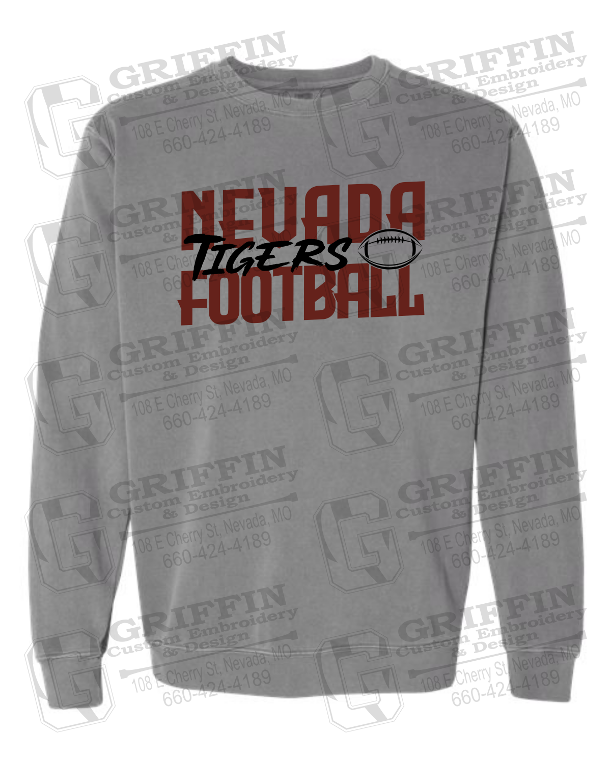Comfort Colors Crewneck Sweatshirt - Football - Nevada Tigers 23-P