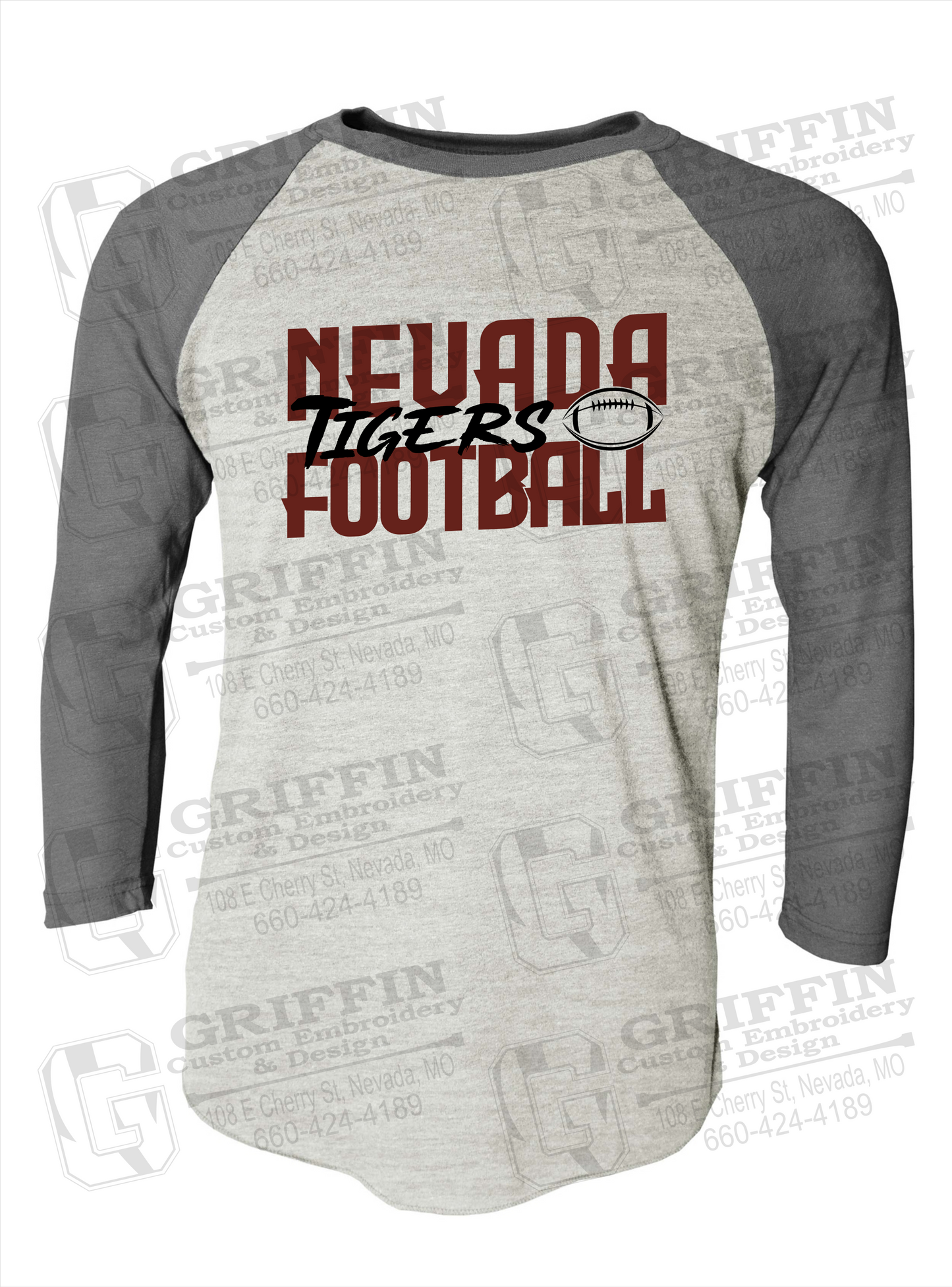 Tri-Blend Raglan Sleeve T-Shirt - Football - Nevada Tigers 23-P