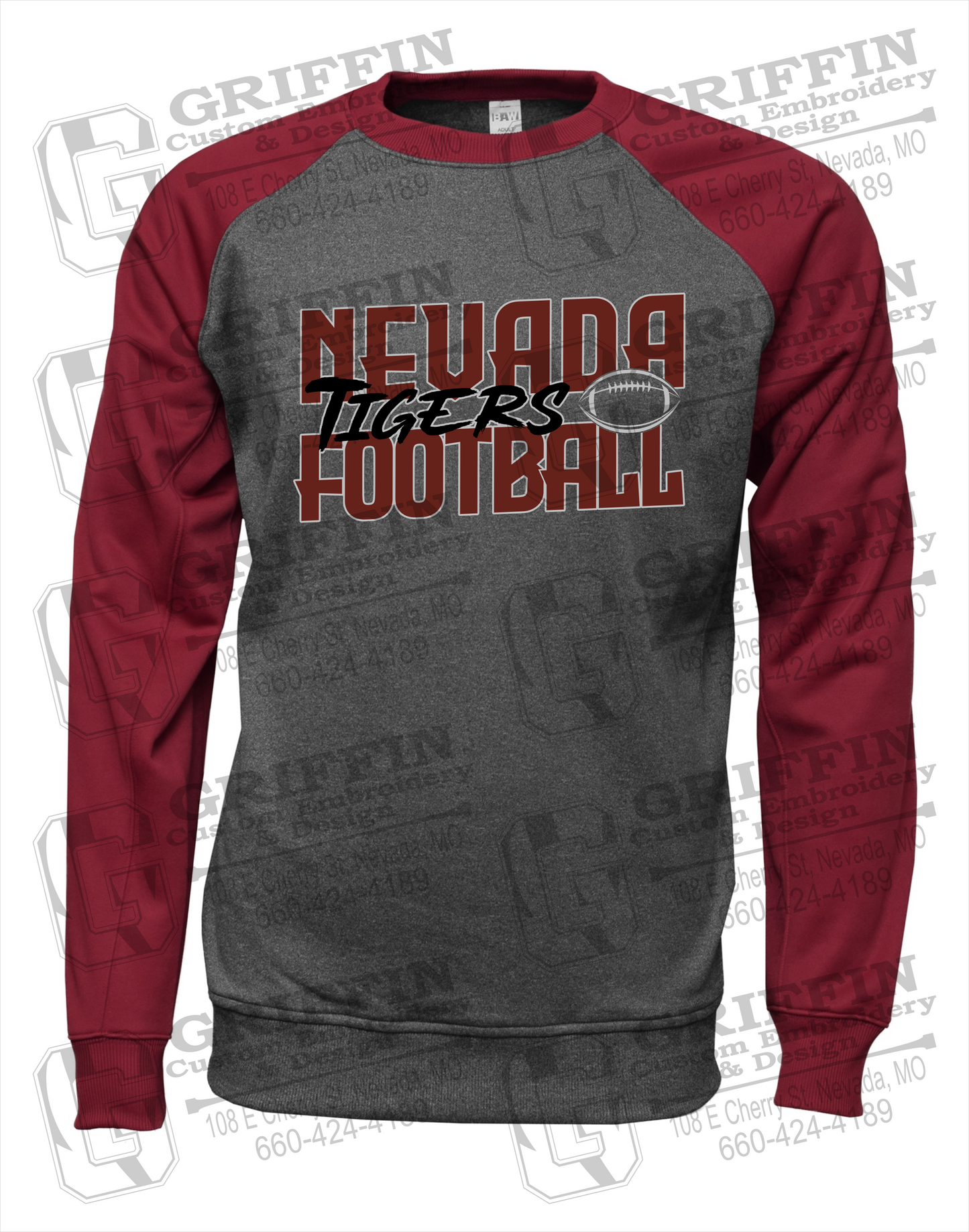 Nevada Tigers 23-P Raglan Sweatshirt - Football