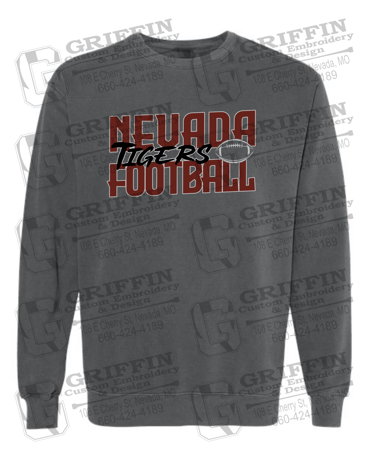 Comfort Colors Crewneck Sweatshirt - Football - Nevada Tigers 23-P