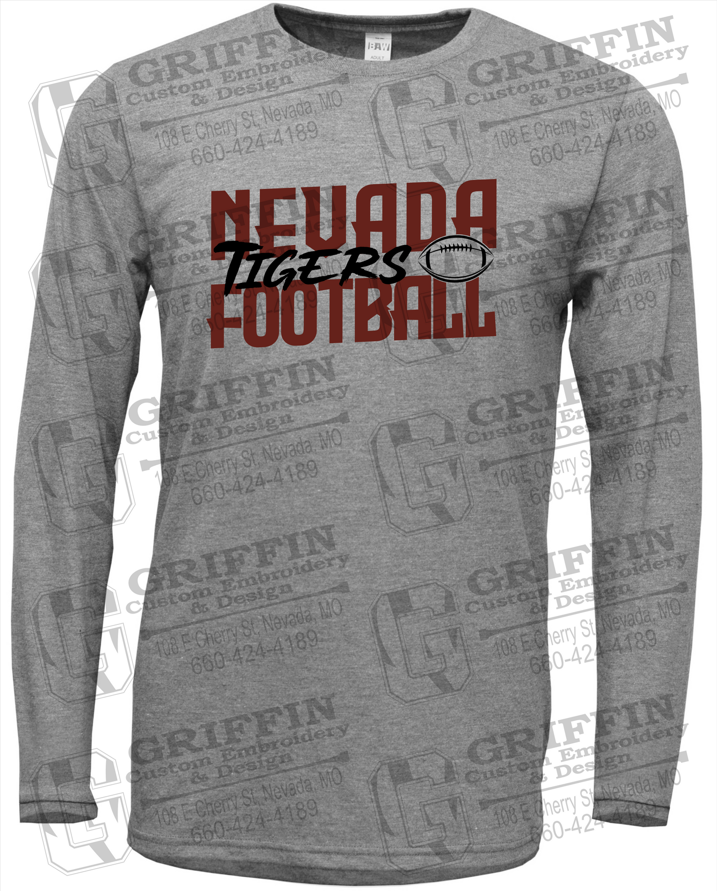 Soft-Tek Long Sleeve T-Shirt - Football - Nevada Tigers 23-P