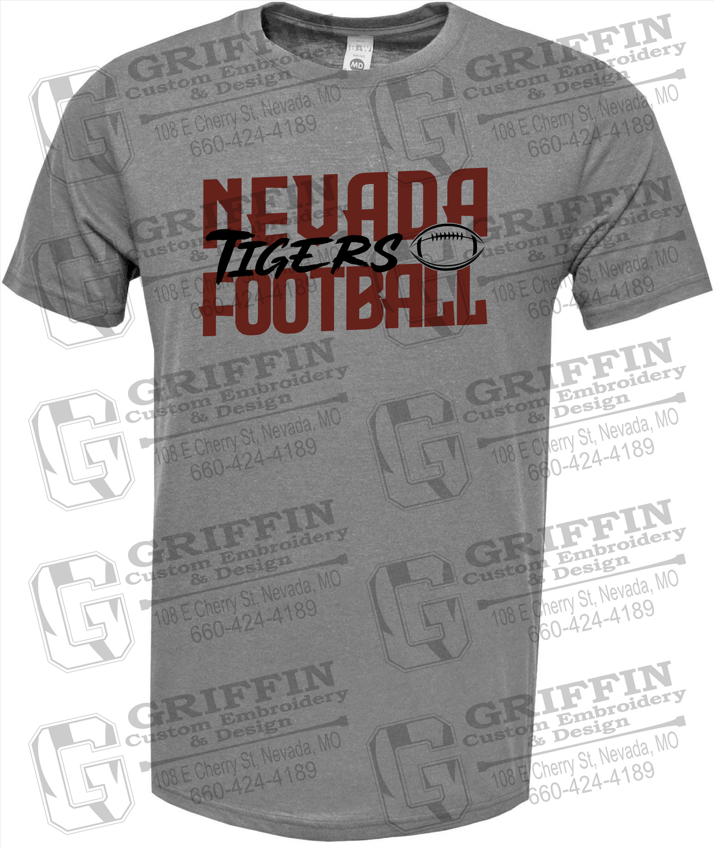 Soft-Tek Short Sleeve T-Shirt - Football - Nevada Tigers 23-P