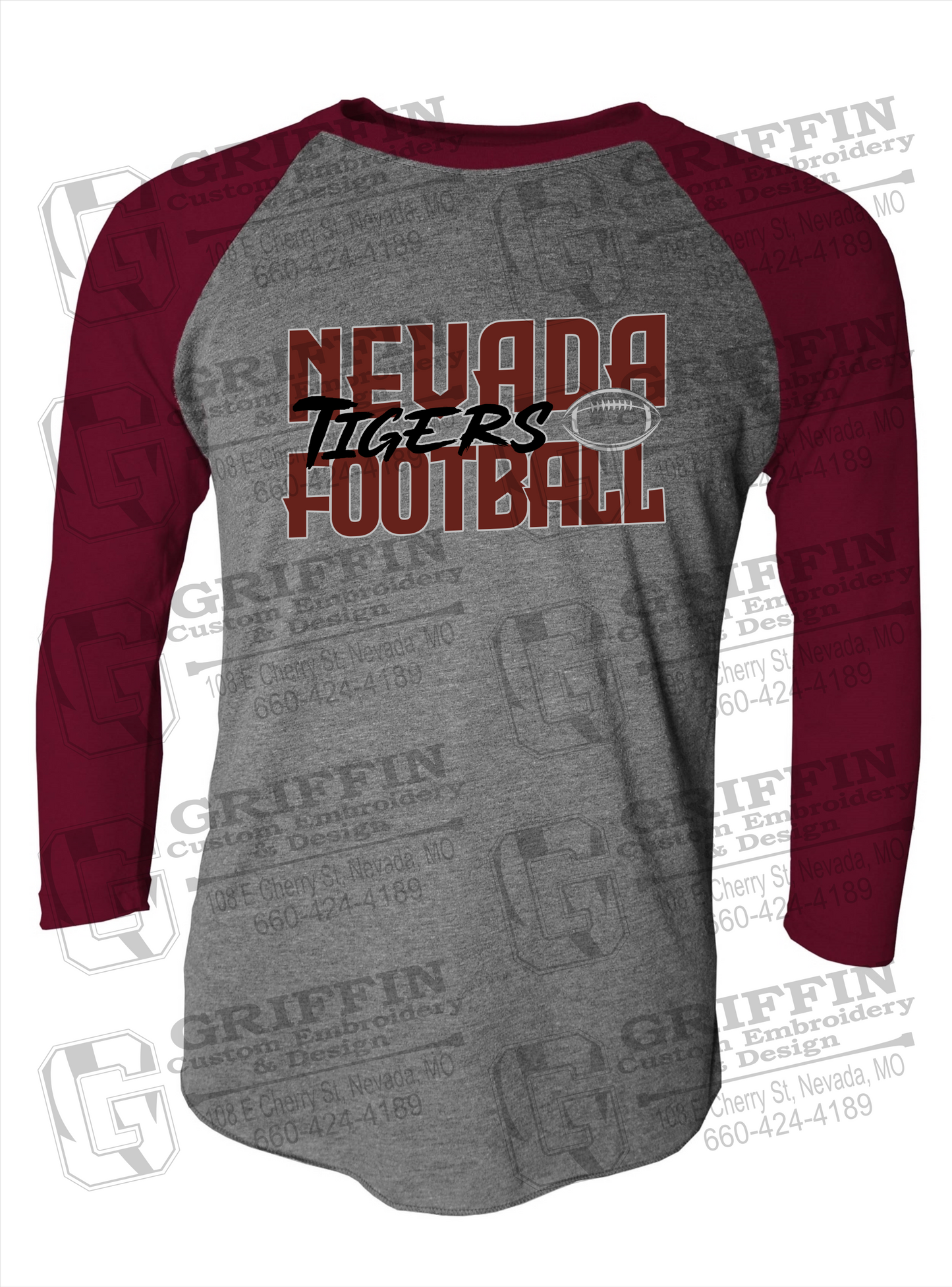 Tri-Blend Raglan Sleeve T-Shirt - Football - Nevada Tigers 23-P