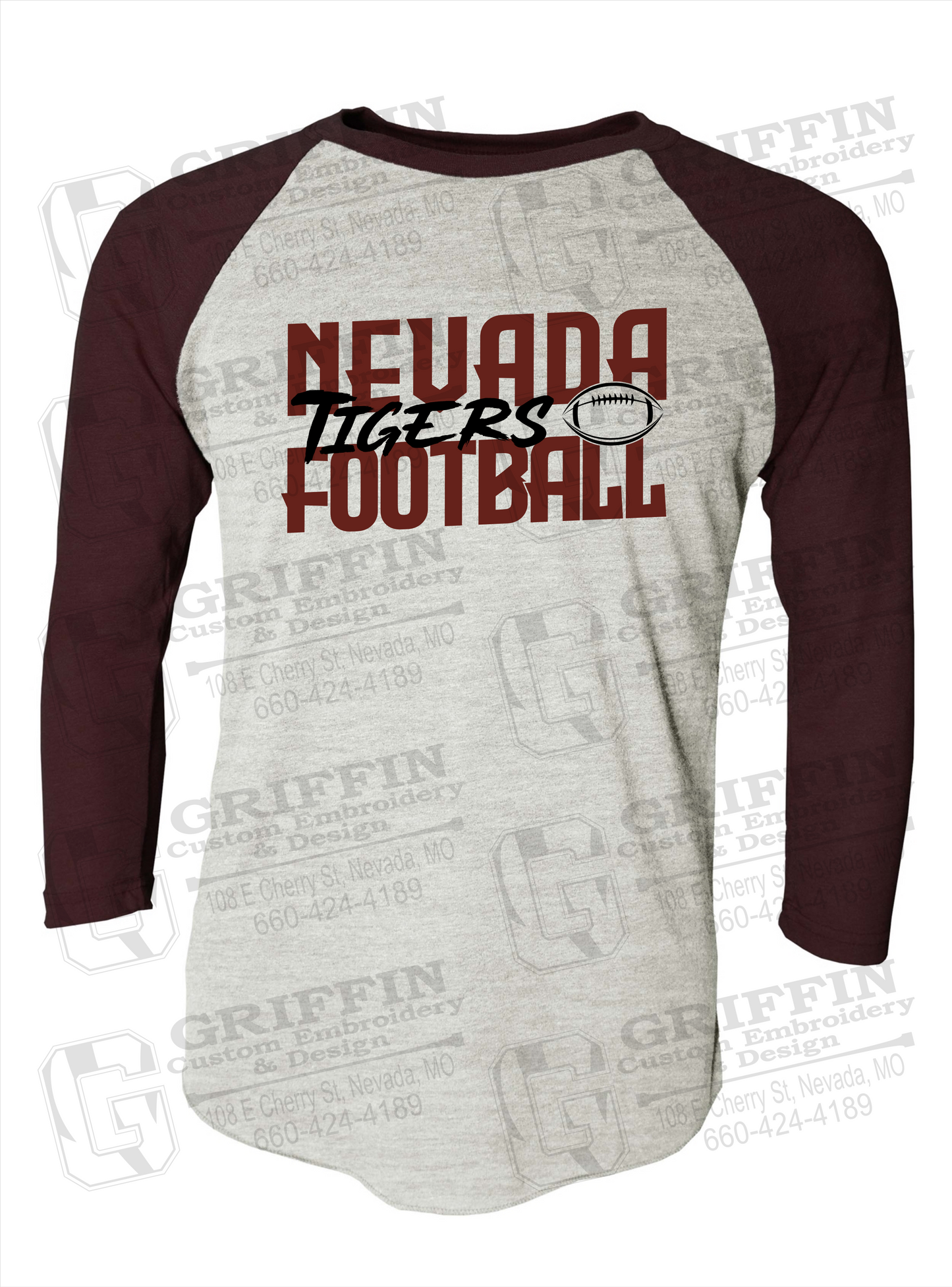 Tri-Blend Raglan Sleeve T-Shirt - Football - Nevada Tigers 23-P