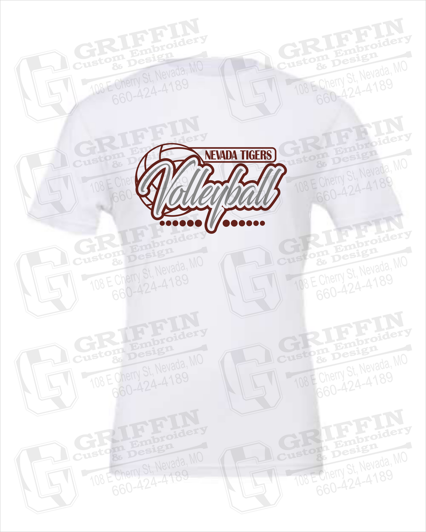 Nevada Tigers 23-Q 100% Cotton Short Sleeve T-Shirt - Volleyball