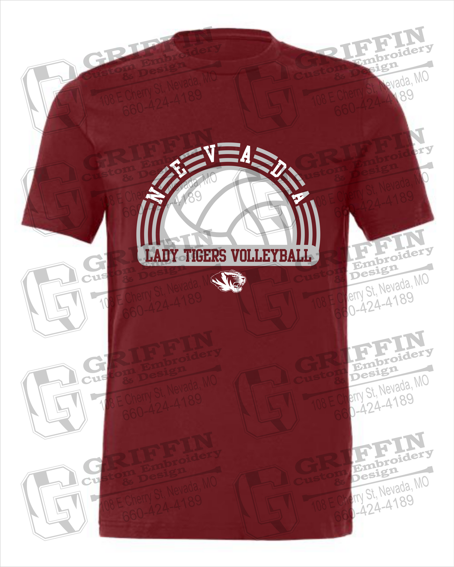 Nevada Tigers 23-R 100% Cotton Short Sleeve T-Shirt - Volleyball