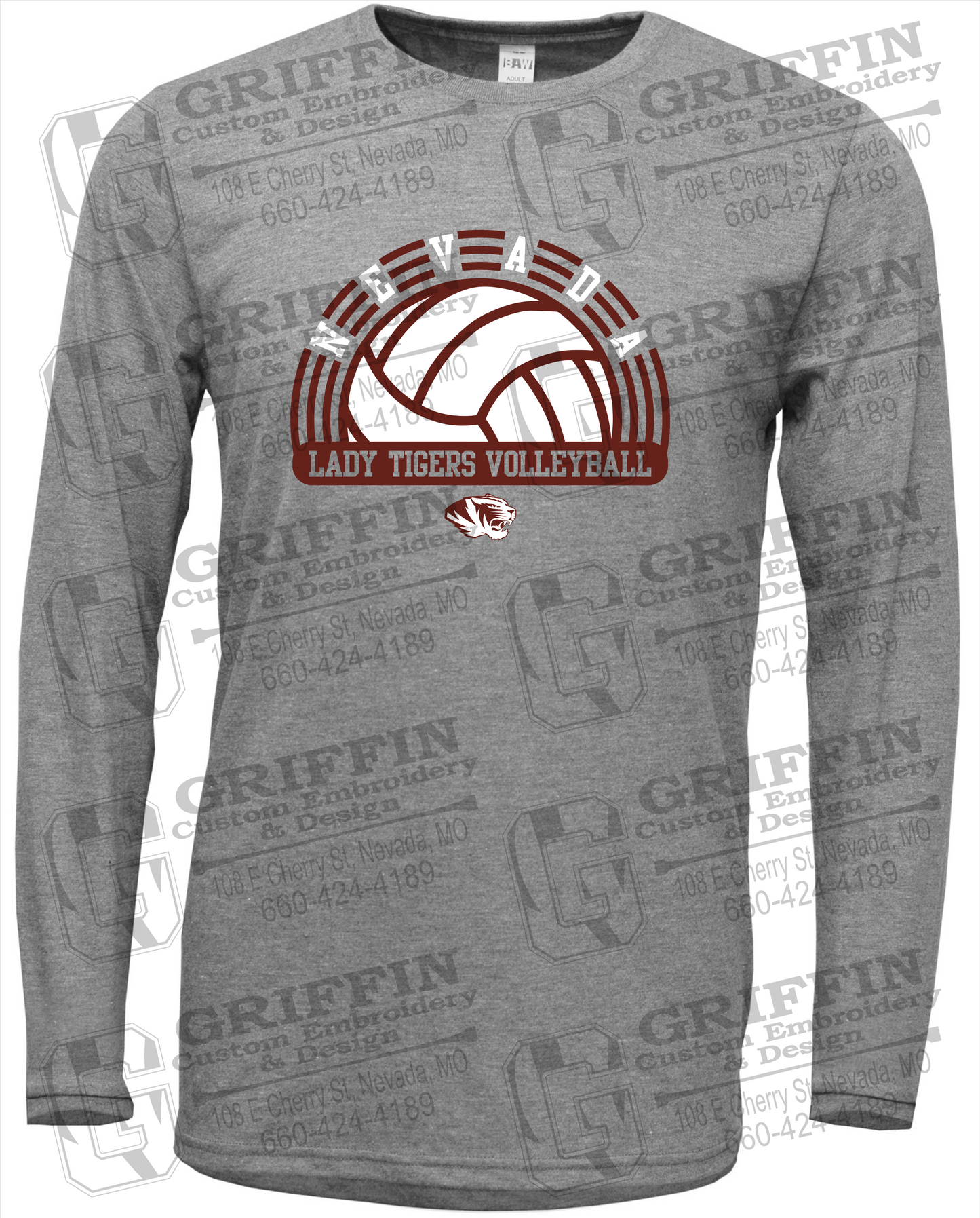 Soft-Tek Long Sleeve T-Shirt - Volleyball - Nevada Tigers 23-R