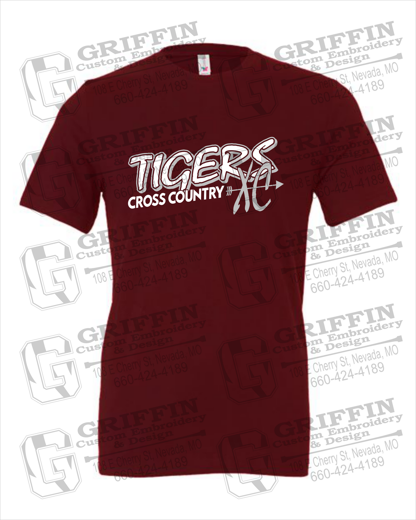 Nevada Tigers 23-S 100% Cotton Short Sleeve T-Shirt - Cross Country