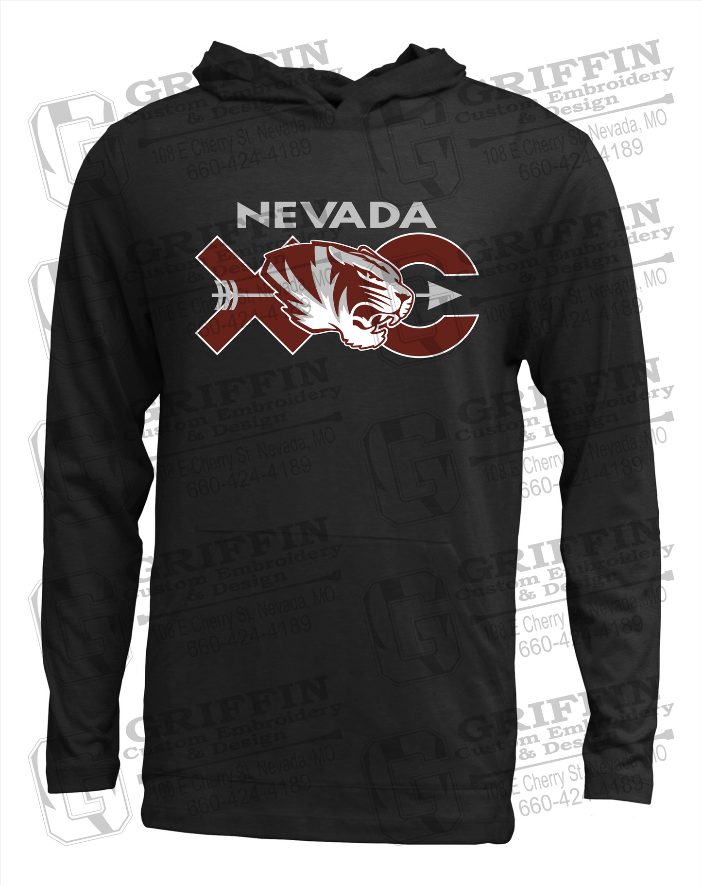 Soft-Tek T-Shirt Hoodie - Cross Country - Nevada Tigers 23-T