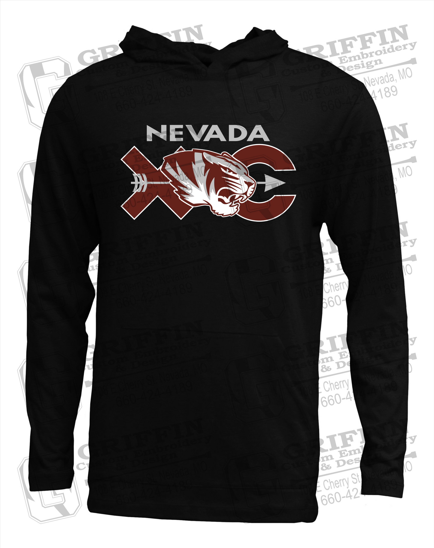 Soft-Tek T-Shirt Hoodie - Cross Country - Nevada Tigers 23-T