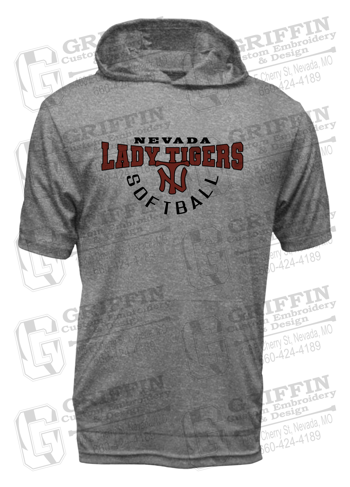 Dry-Fit Short Sleeve T-Shirt Hoodie - Softball - Nevada Tigers 23-U