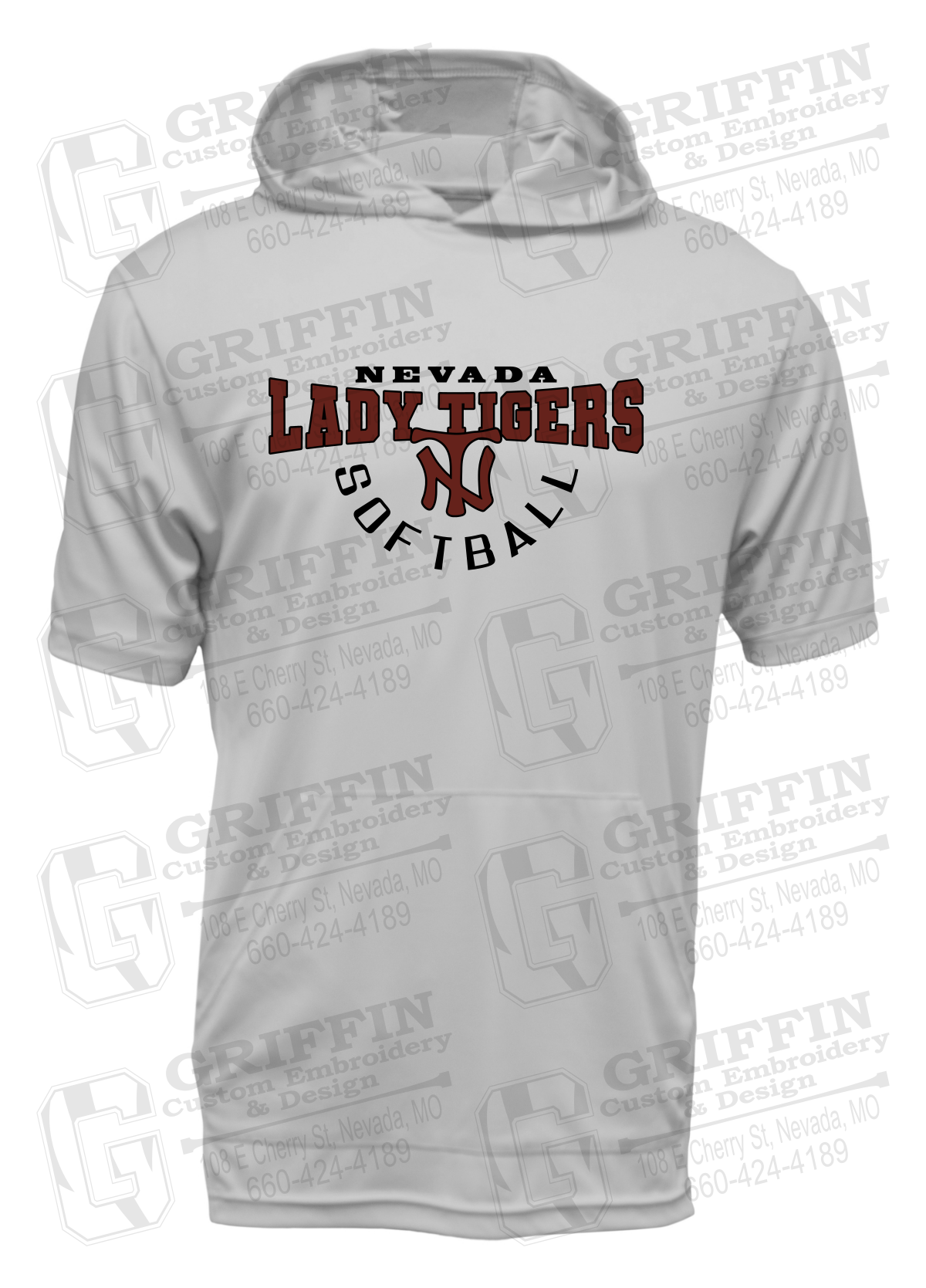 Dry-Fit Short Sleeve T-Shirt Hoodie - Softball - Nevada Tigers 23-U