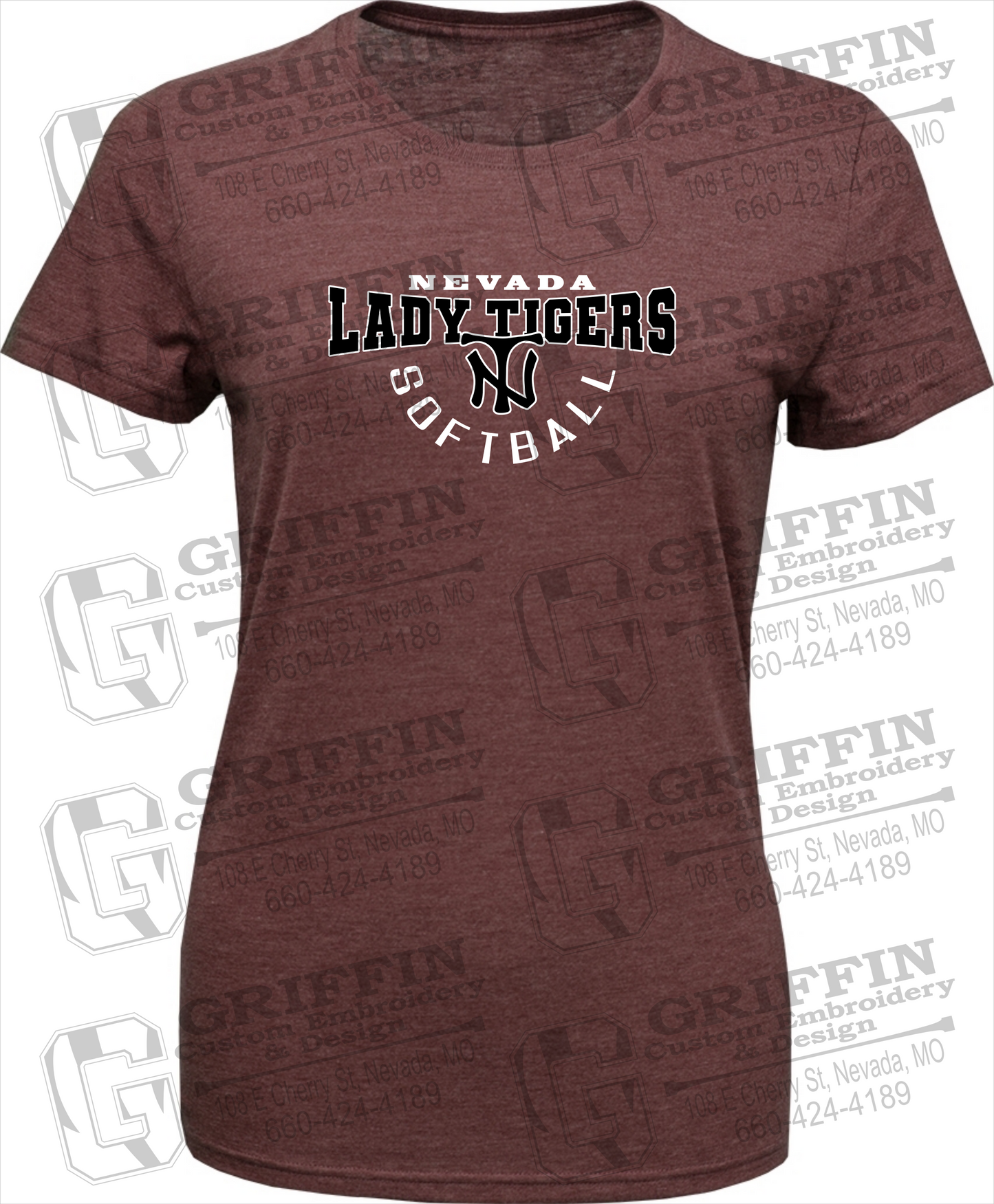 Womens Tri-Blend T-Shirt - Softball - Nevada Tigers 23-U