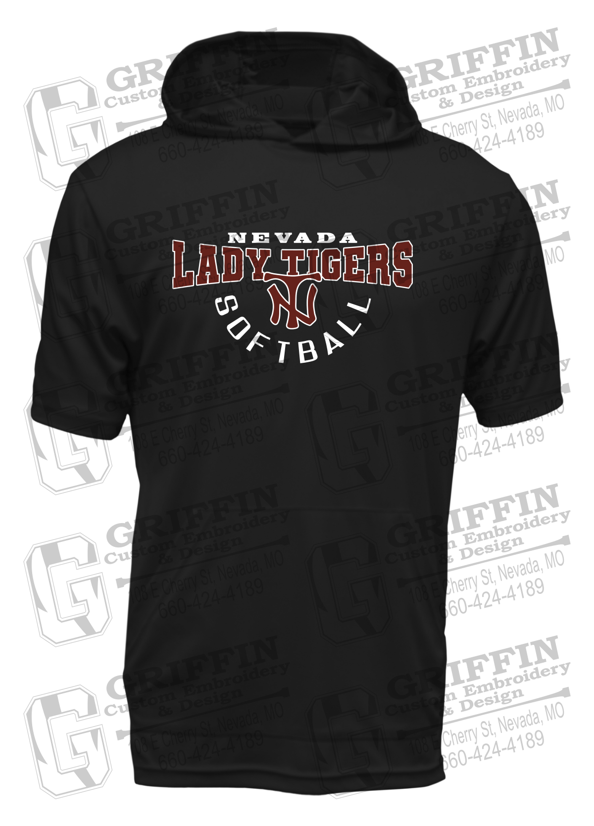 Dry-Fit Short Sleeve T-Shirt Hoodie - Softball - Nevada Tigers 23-U