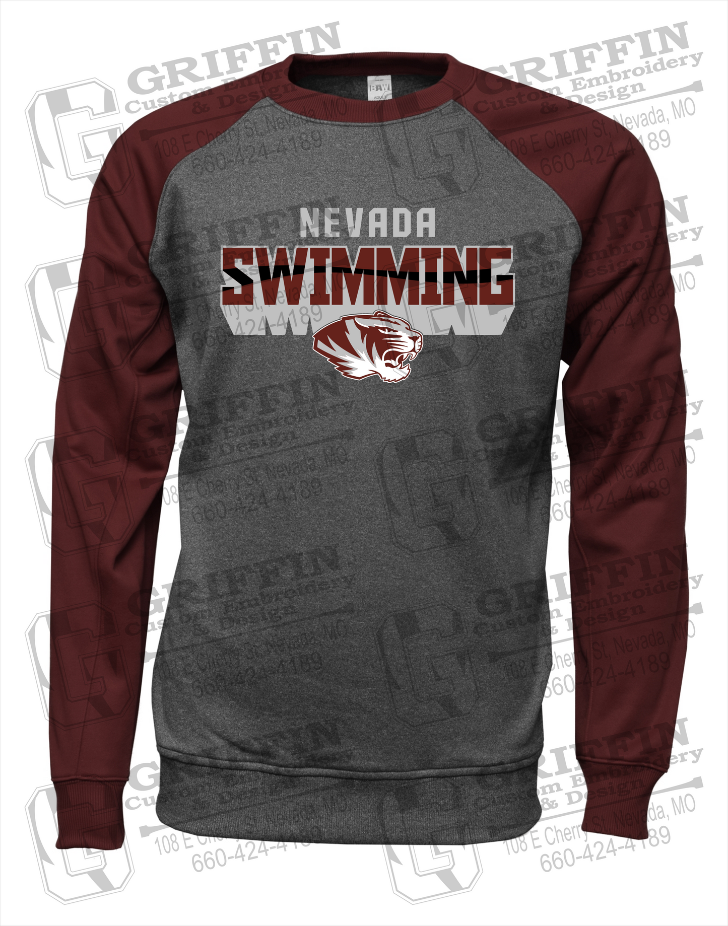 Nevada Tigers 23-V Raglan Sweatshirt - Swimming