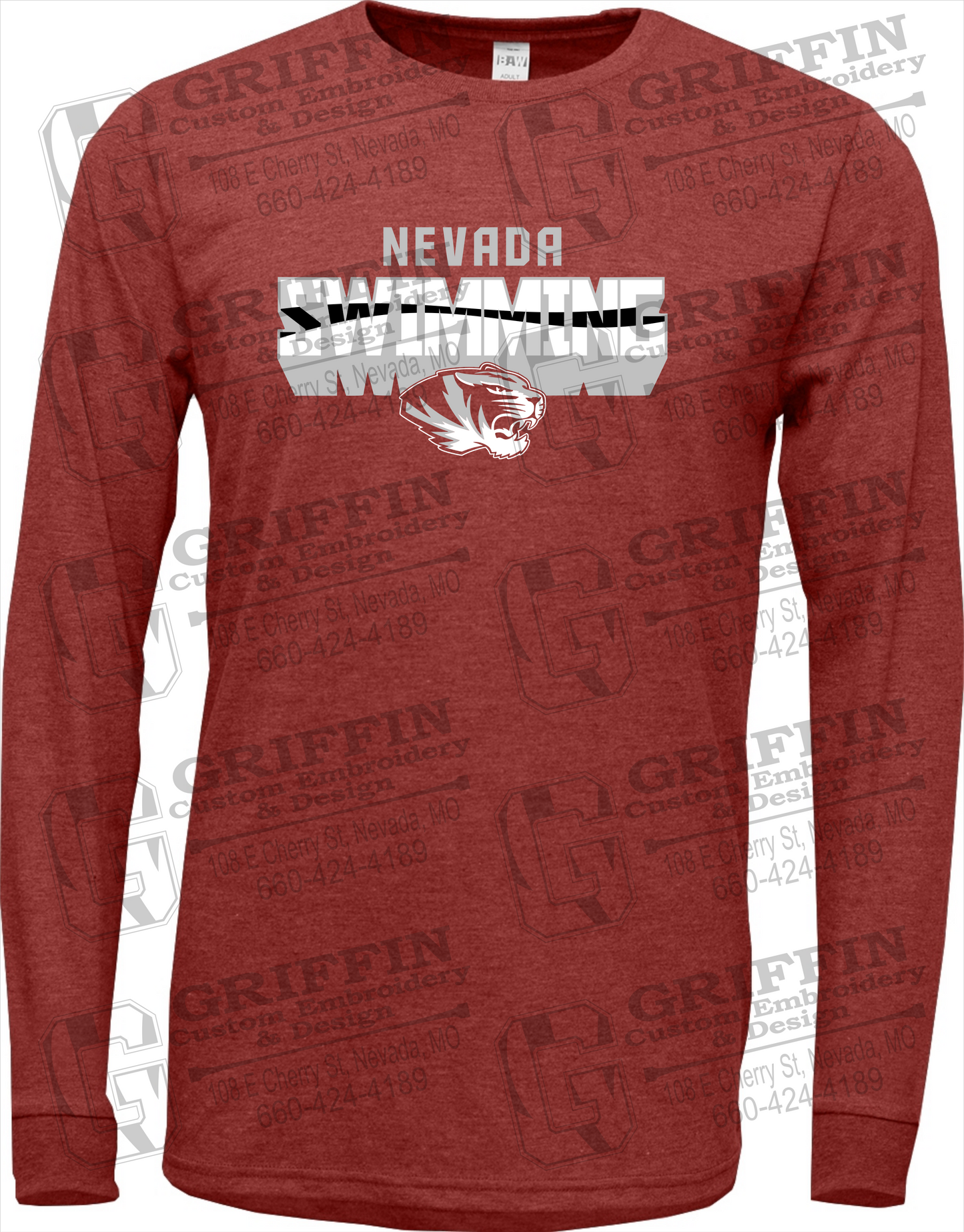Nevada Tigers 23-V Long Sleeve T-Shirt - Swimming