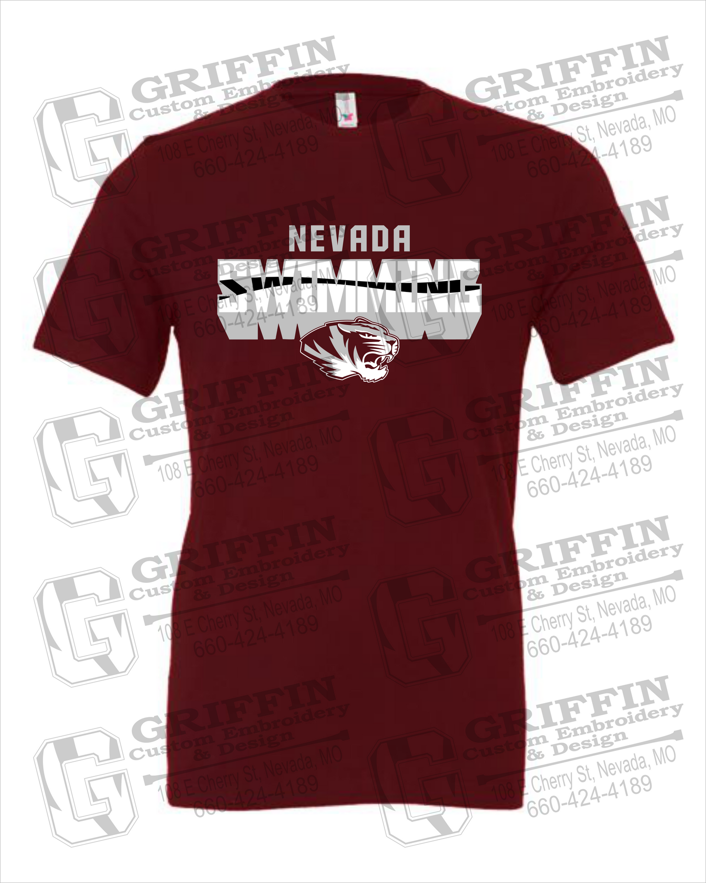 Cotton Short Sleeve T-Shirt - Swimming - Nevada Tigers 23-V