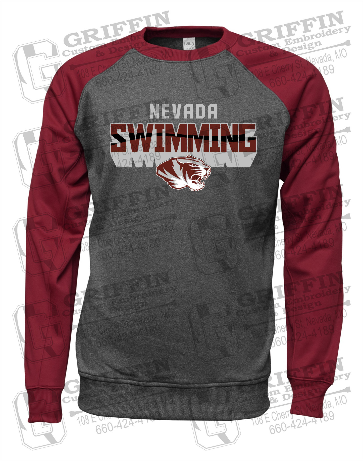 Nevada Tigers 23-V Raglan Sweatshirt - Swimming