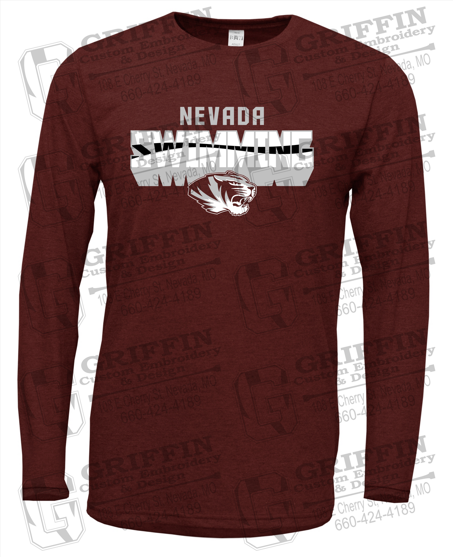 Nevada Tigers 23-V Long Sleeve T-Shirt - Swimming