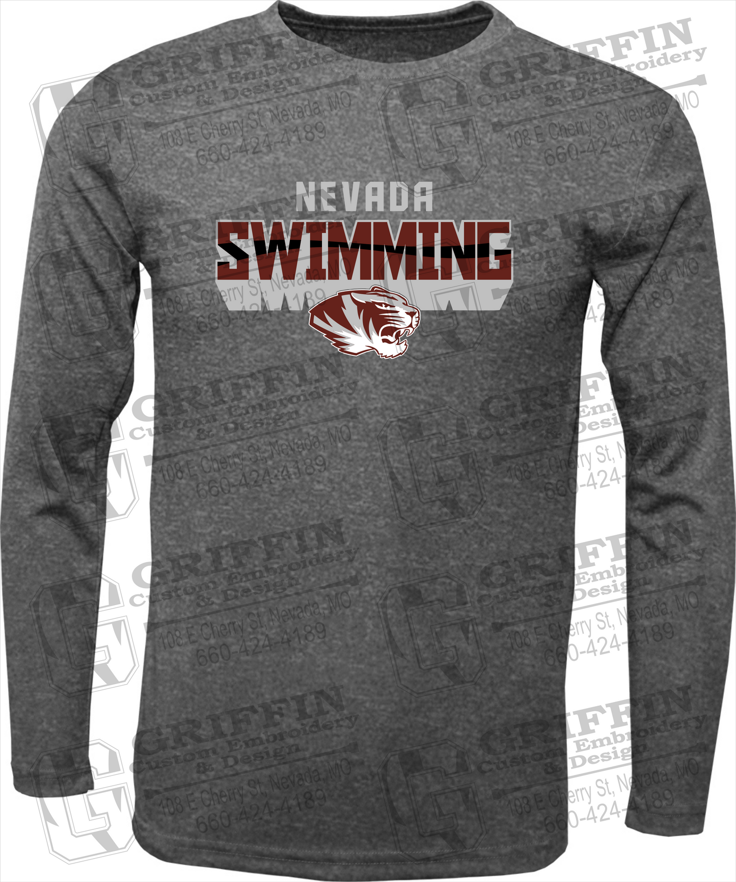 Dry-Fit Long Sleeve T-Shirt - Swimming - Nevada Tigers 23-V