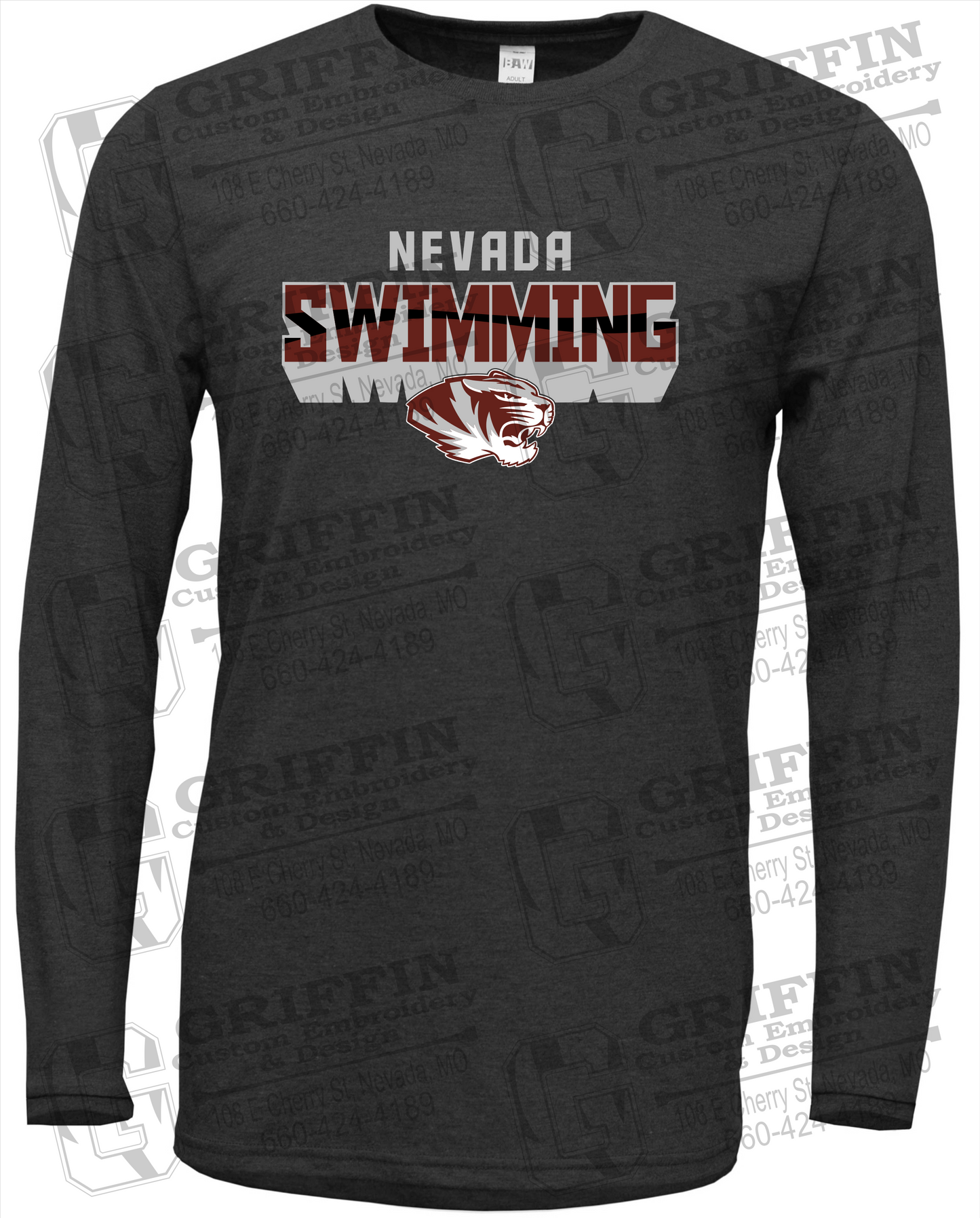 Soft-Tek Long Sleeve T-Shirt - Swimming - Nevada Tigers 23-V
