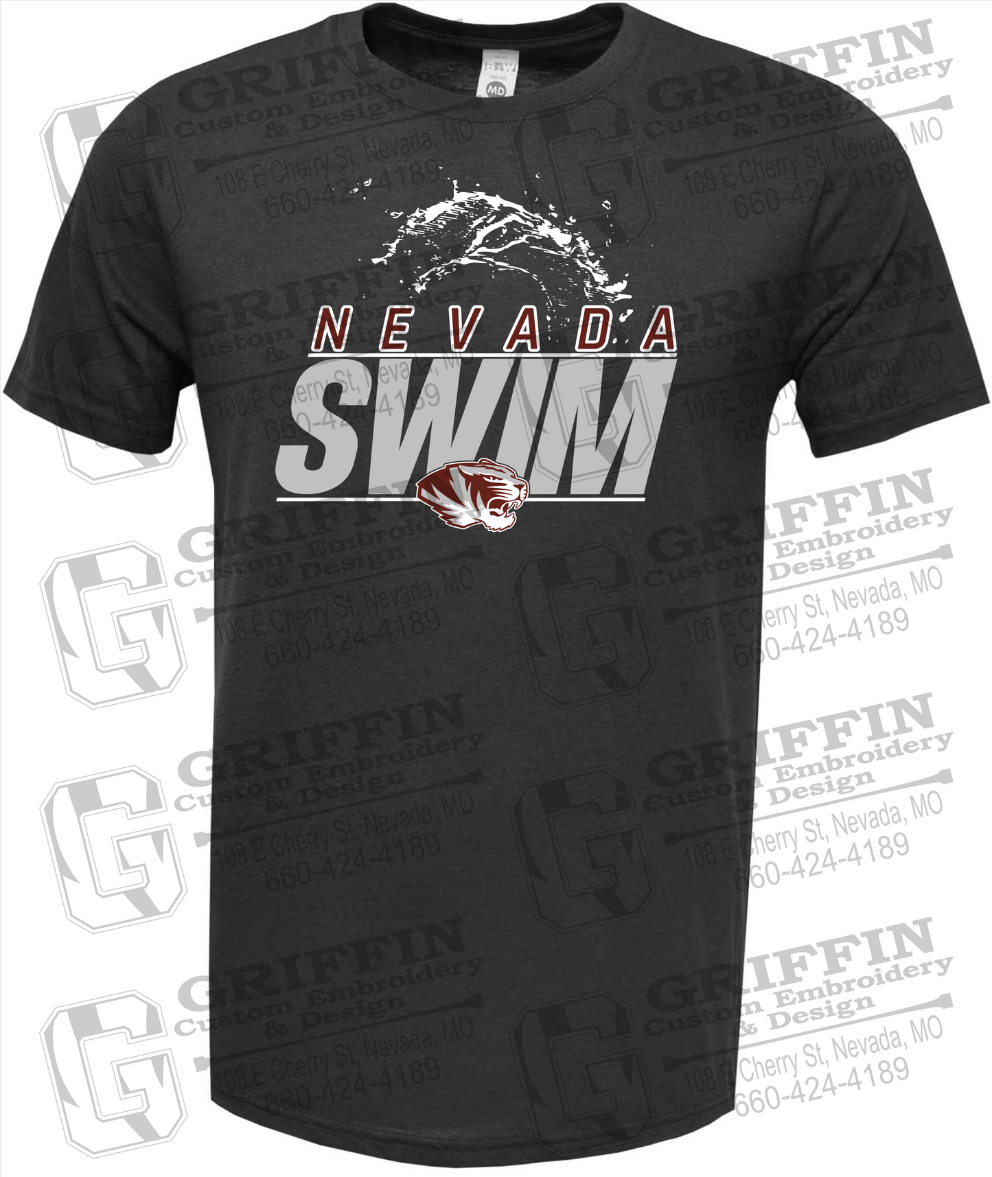 Nevada Tigers 23-W Short Sleeve T-Shirt - Swimming