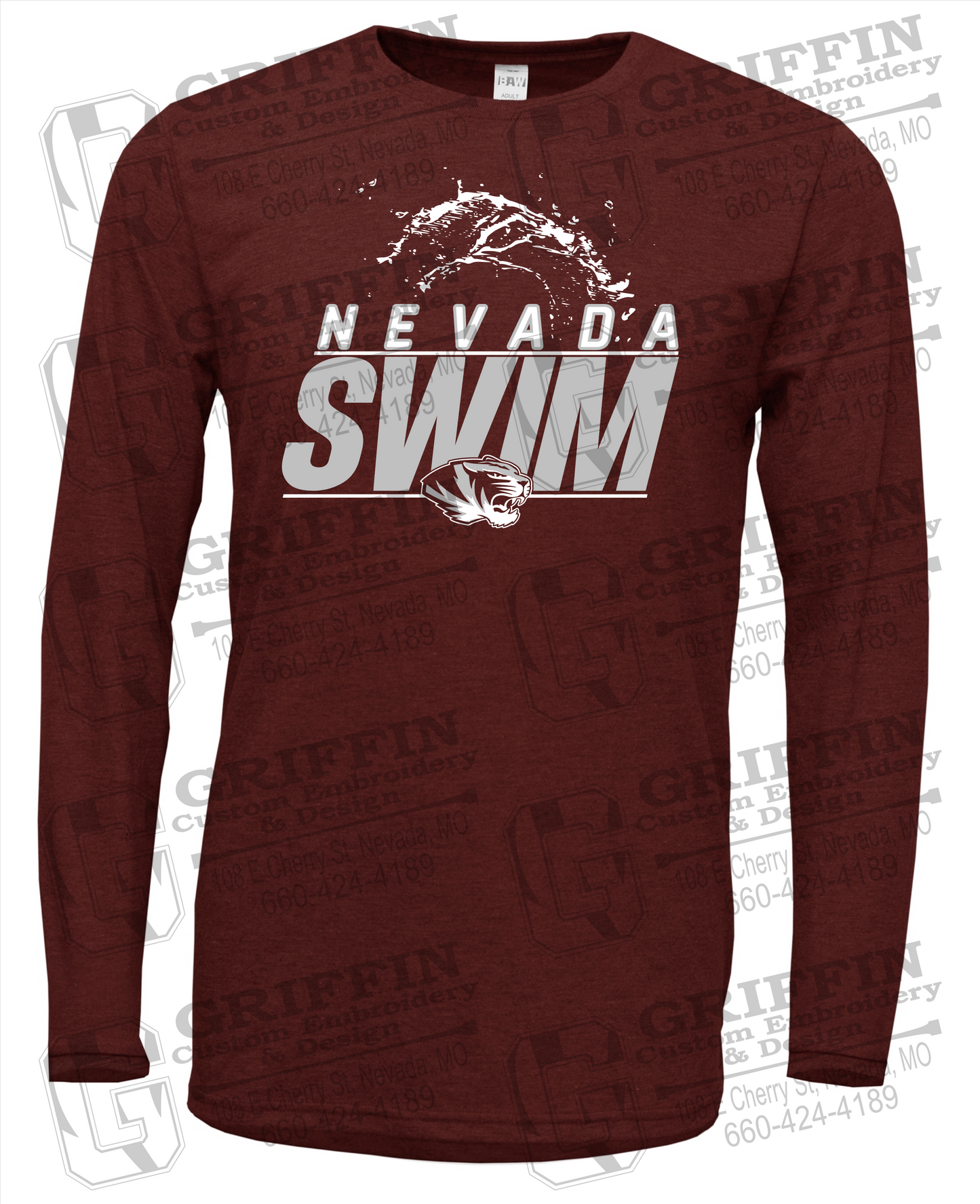 Soft-Tek Long Sleeve T-Shirt - Swimming - Nevada Tigers 23-W