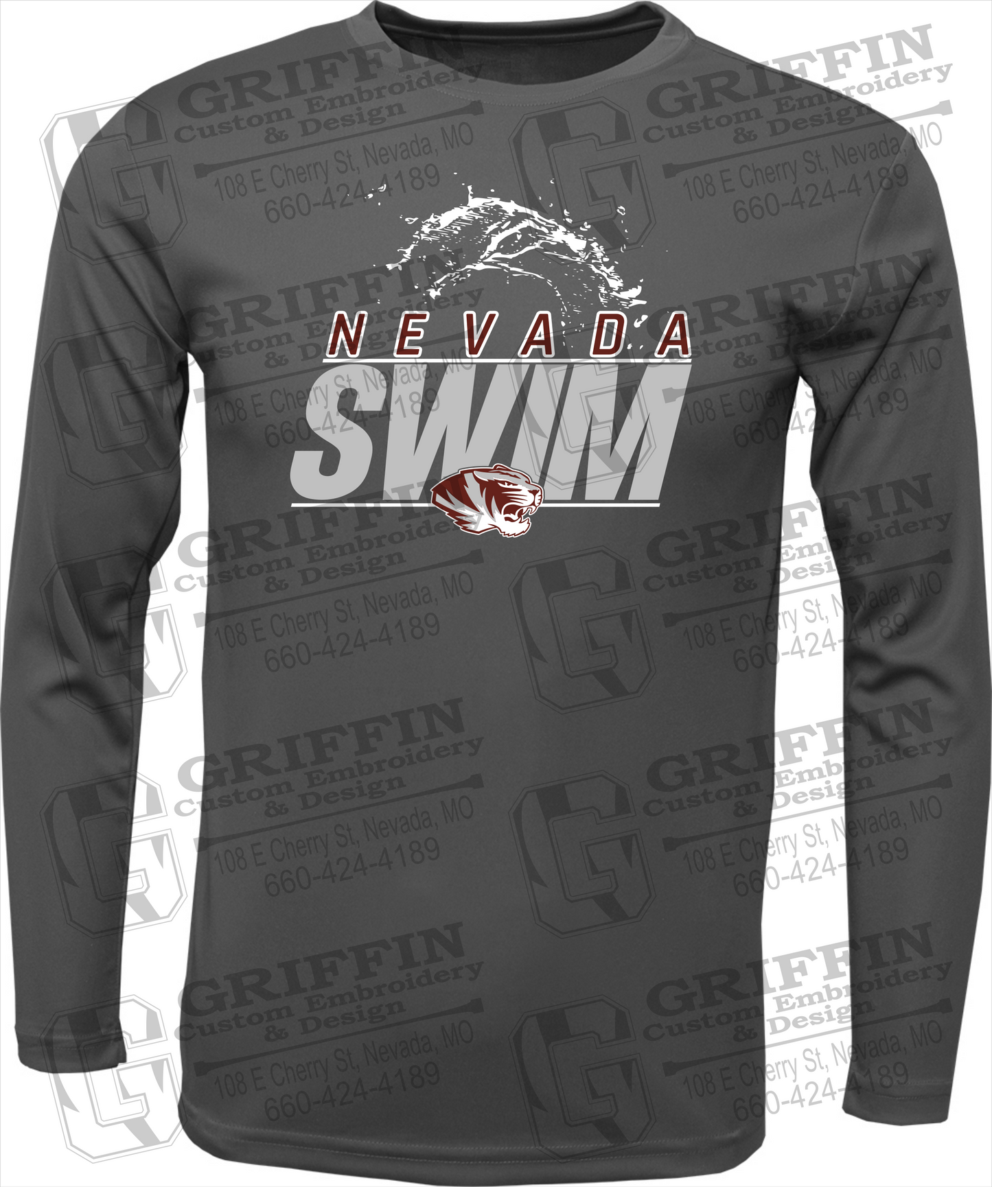 Dry-Fit Long Sleeve T-Shirt - Swimming - Nevada Tigers 23-W