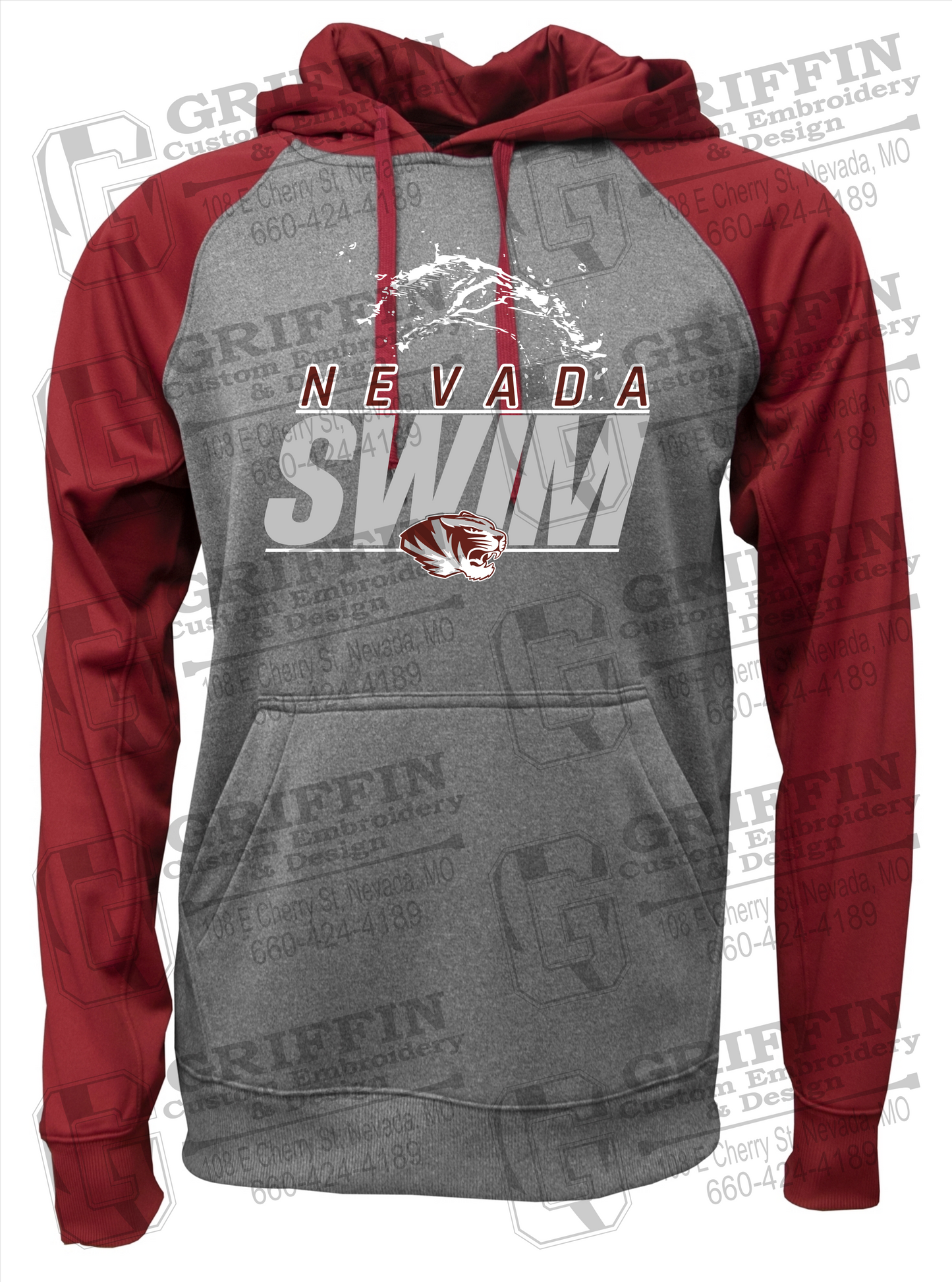 Nevada Tigers 23-W Youth Raglan Hoodie - Swimming