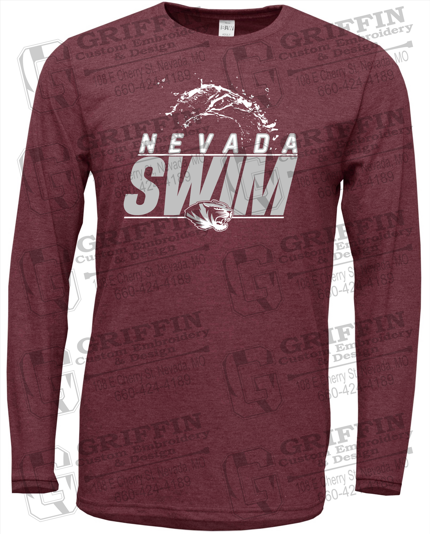 Soft-Tek Long Sleeve T-Shirt - Swimming - Nevada Tigers 23-W