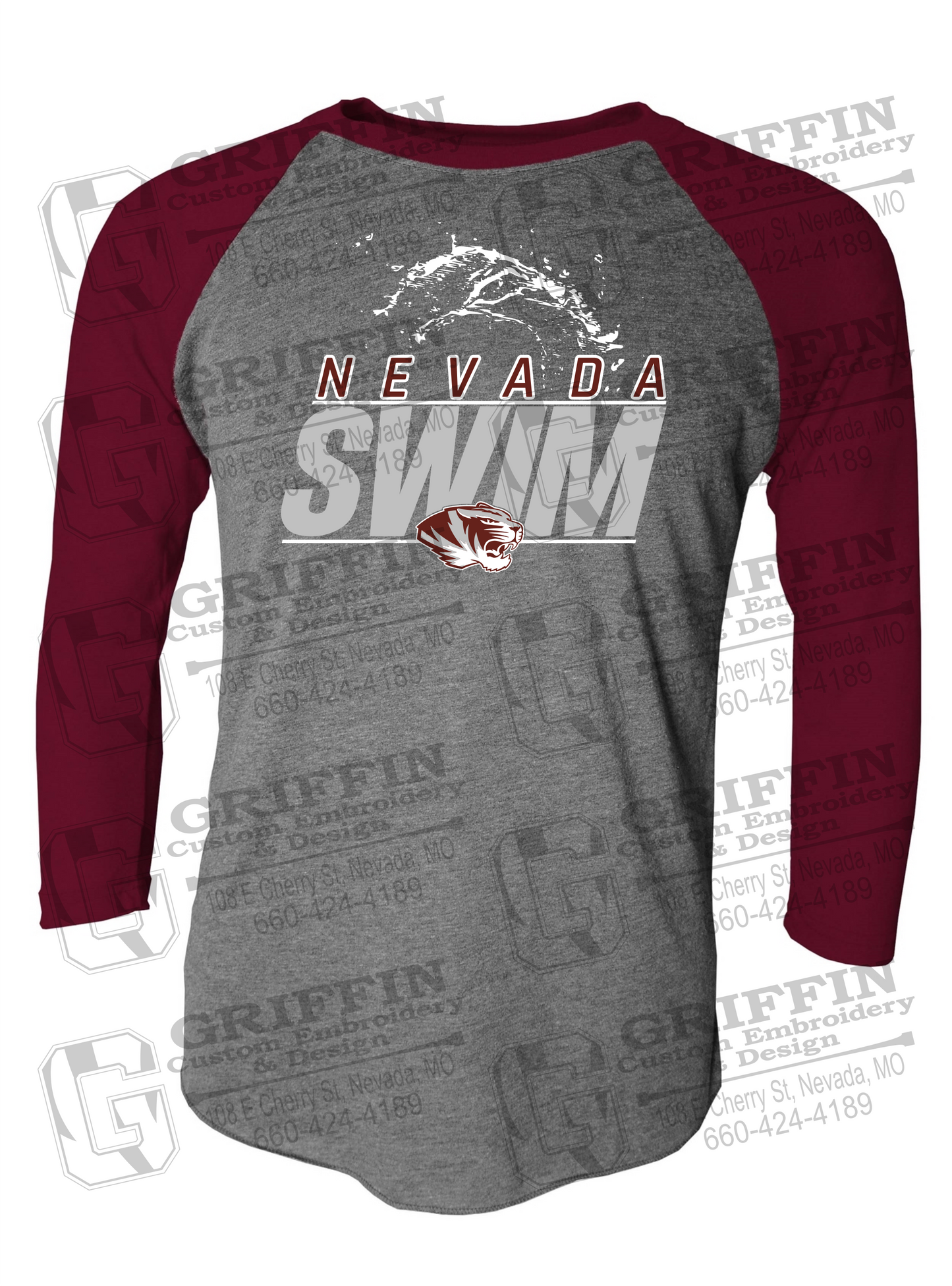 Raglan Sleeve T-Shirt - Swimming - Nevada Tigers 23-W