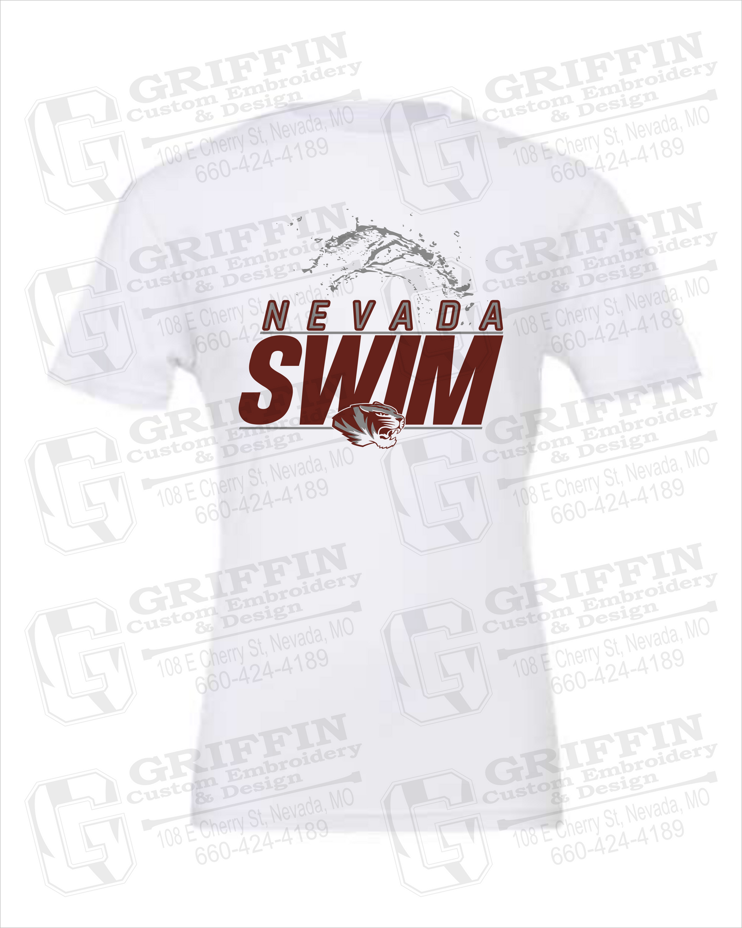 Nevada Tigers 23-W 100% Cotton Short Sleeve T-Shirt - Swimming
