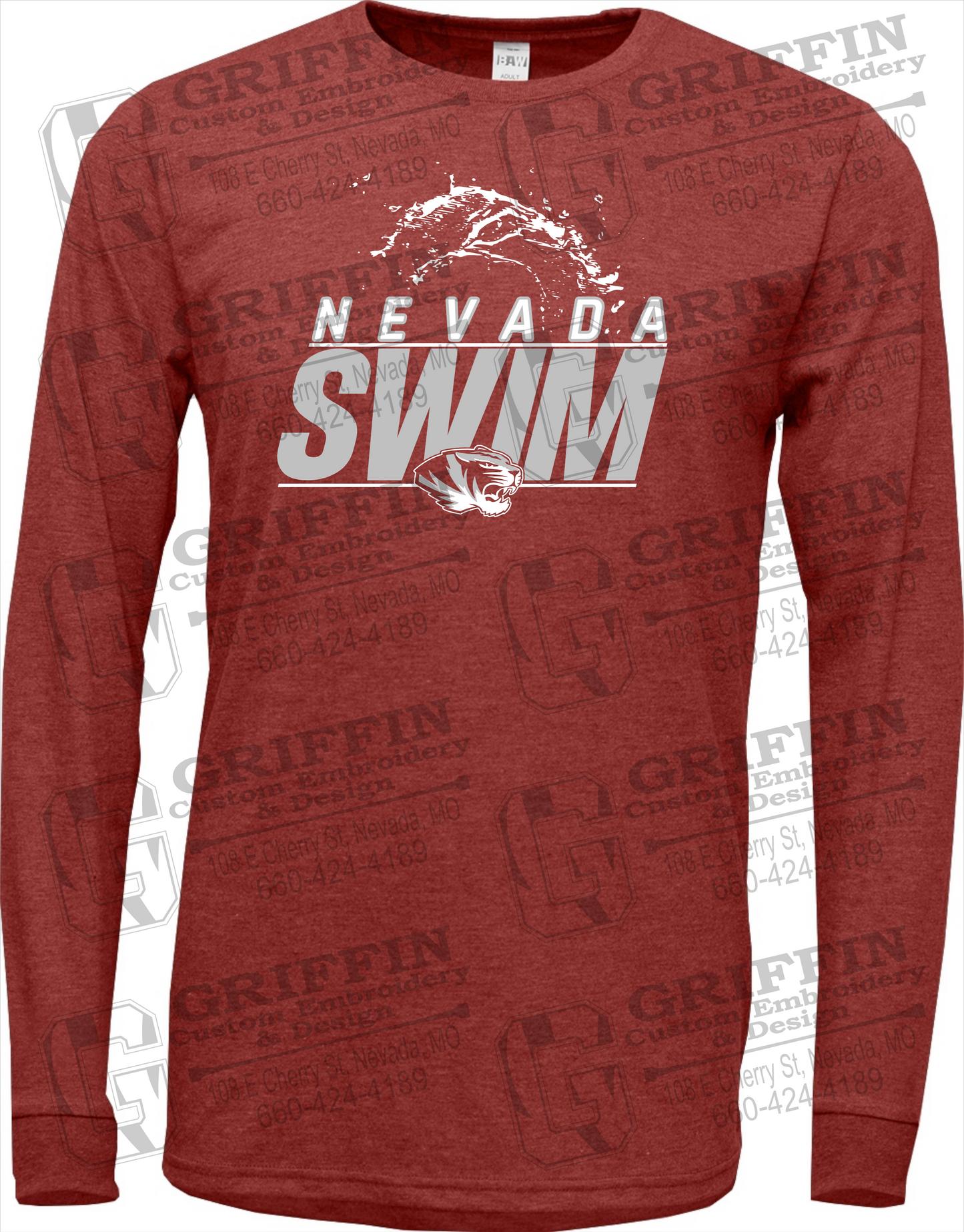 Soft-Tek Long Sleeve T-Shirt - Swimming - Nevada Tigers 23-W