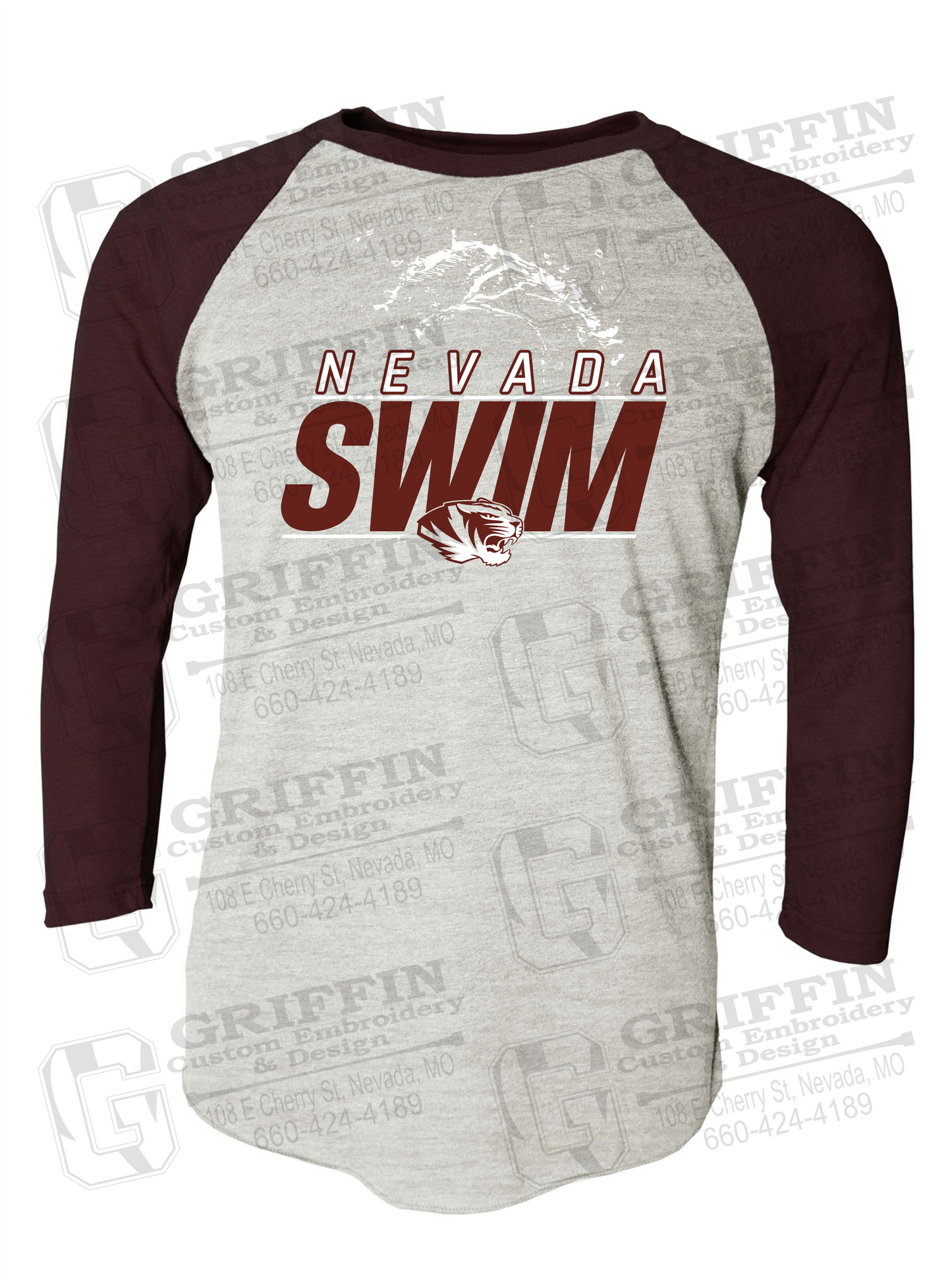 Raglan Sleeve T-Shirt - Swimming - Nevada Tigers 23-W