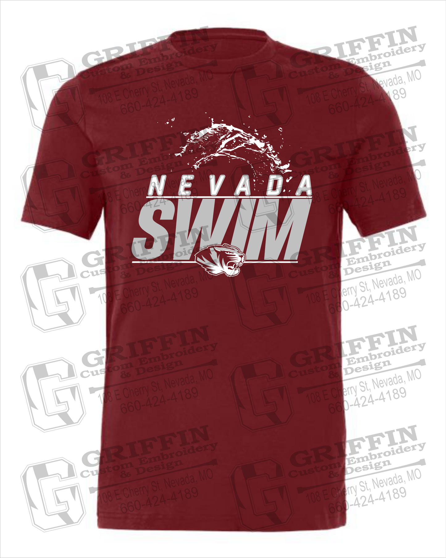 Nevada Tigers 23-W 100% Cotton Short Sleeve T-Shirt - Swimming