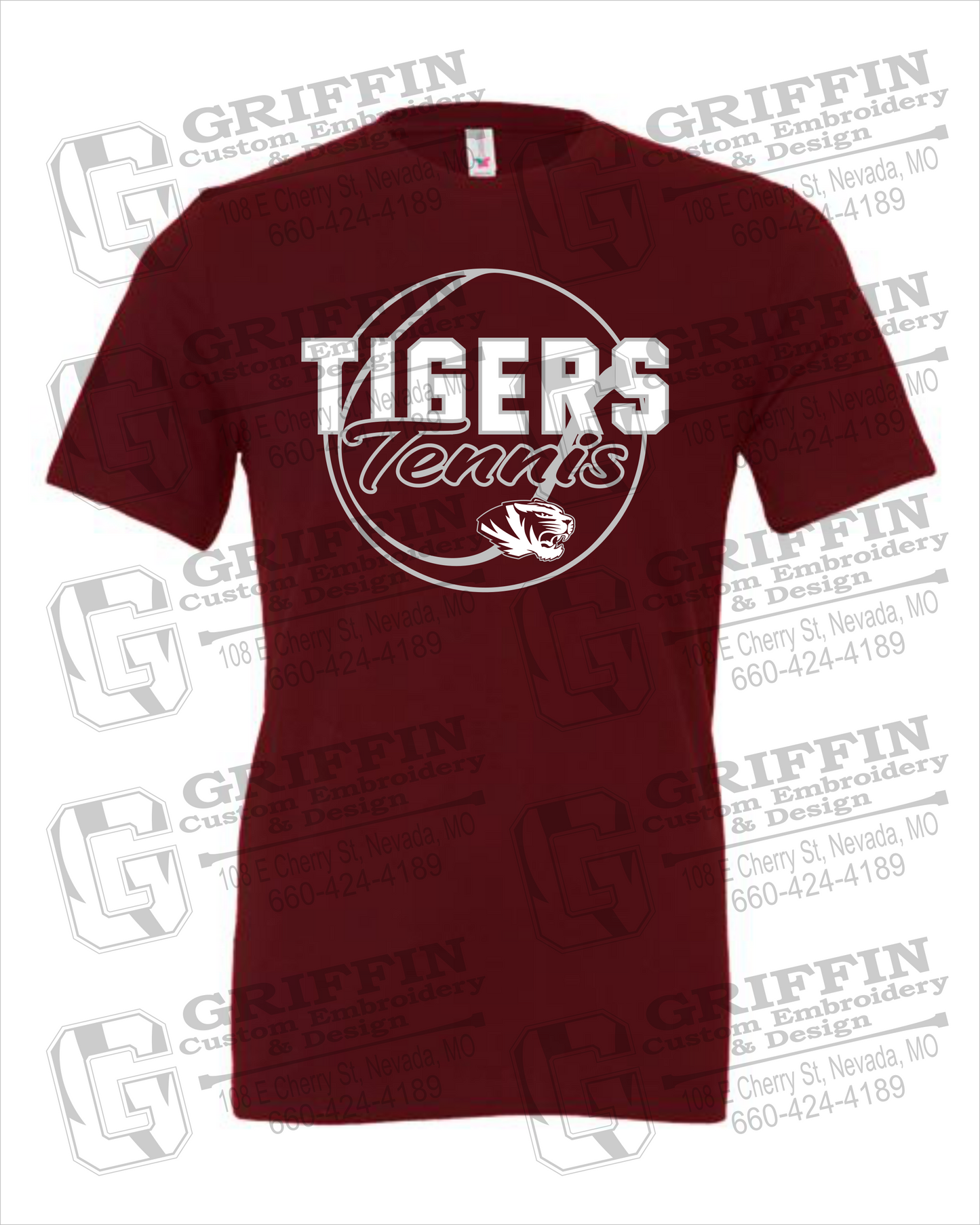 Nevada Tigers 23-X 100% Cotton Short Sleeve T-Shirt - Tennis