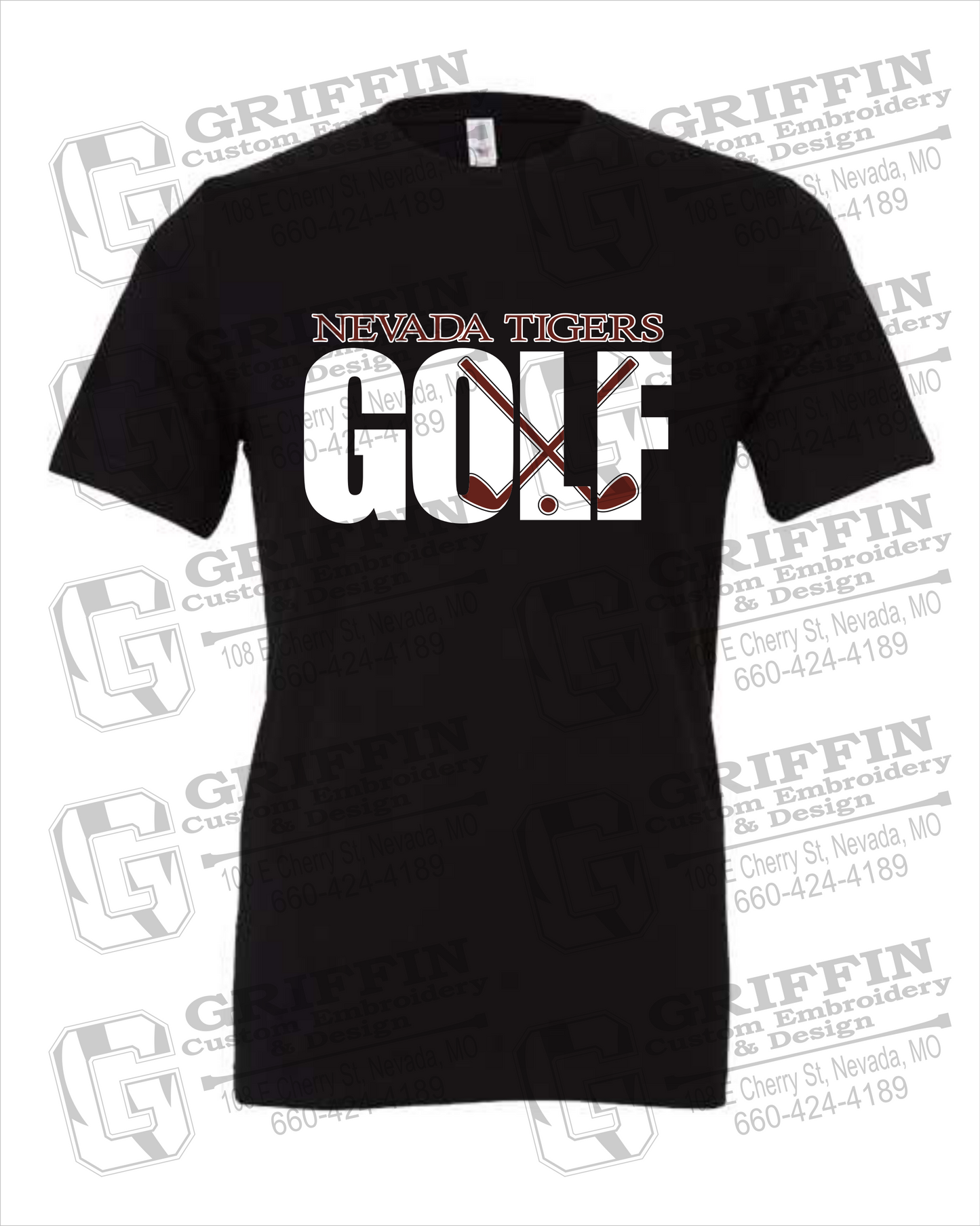 Nevada Tigers 23-Y 100% Cotton Short Sleeve T-Shirt - Golf