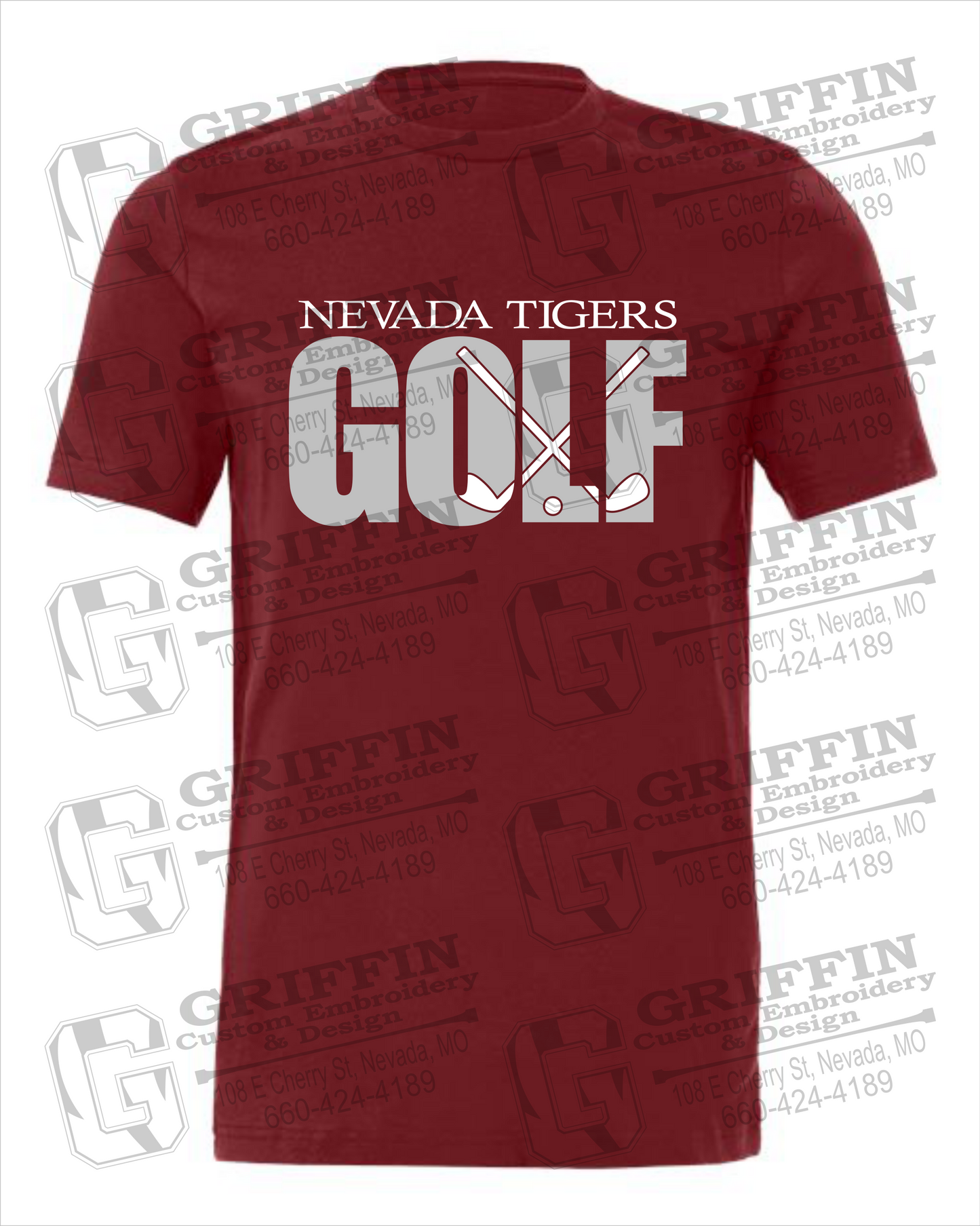 Nevada Tigers 23-Y 100% Cotton Short Sleeve T-Shirt - Golf