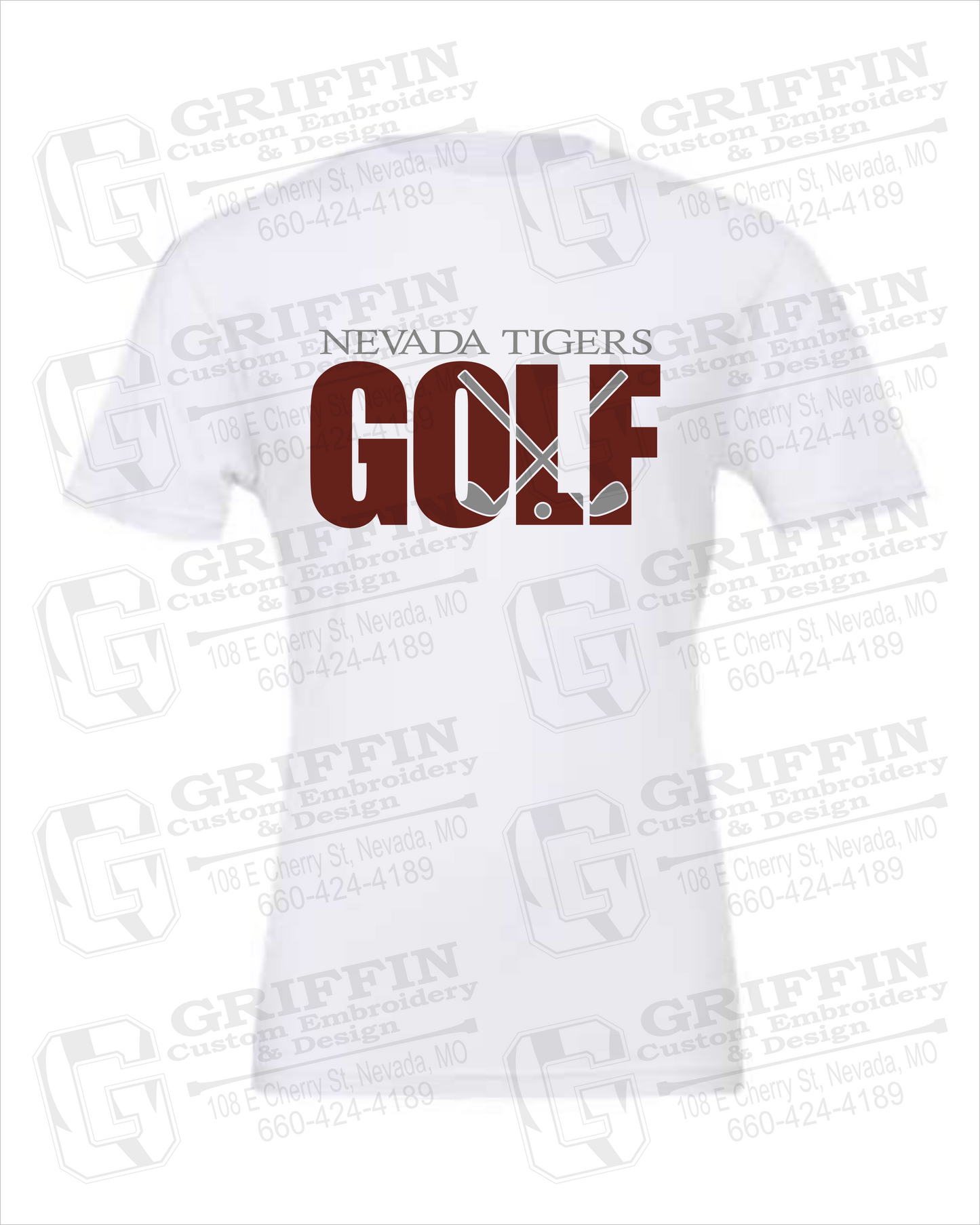 Nevada Tigers 23-Y 100% Cotton Short Sleeve T-Shirt - Golf